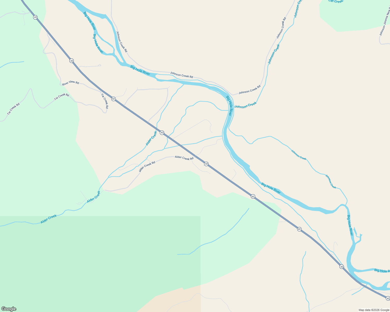 map of restaurants, bars, coffee shops, grocery stores, and more near 61586 Montana 43 in Wise River