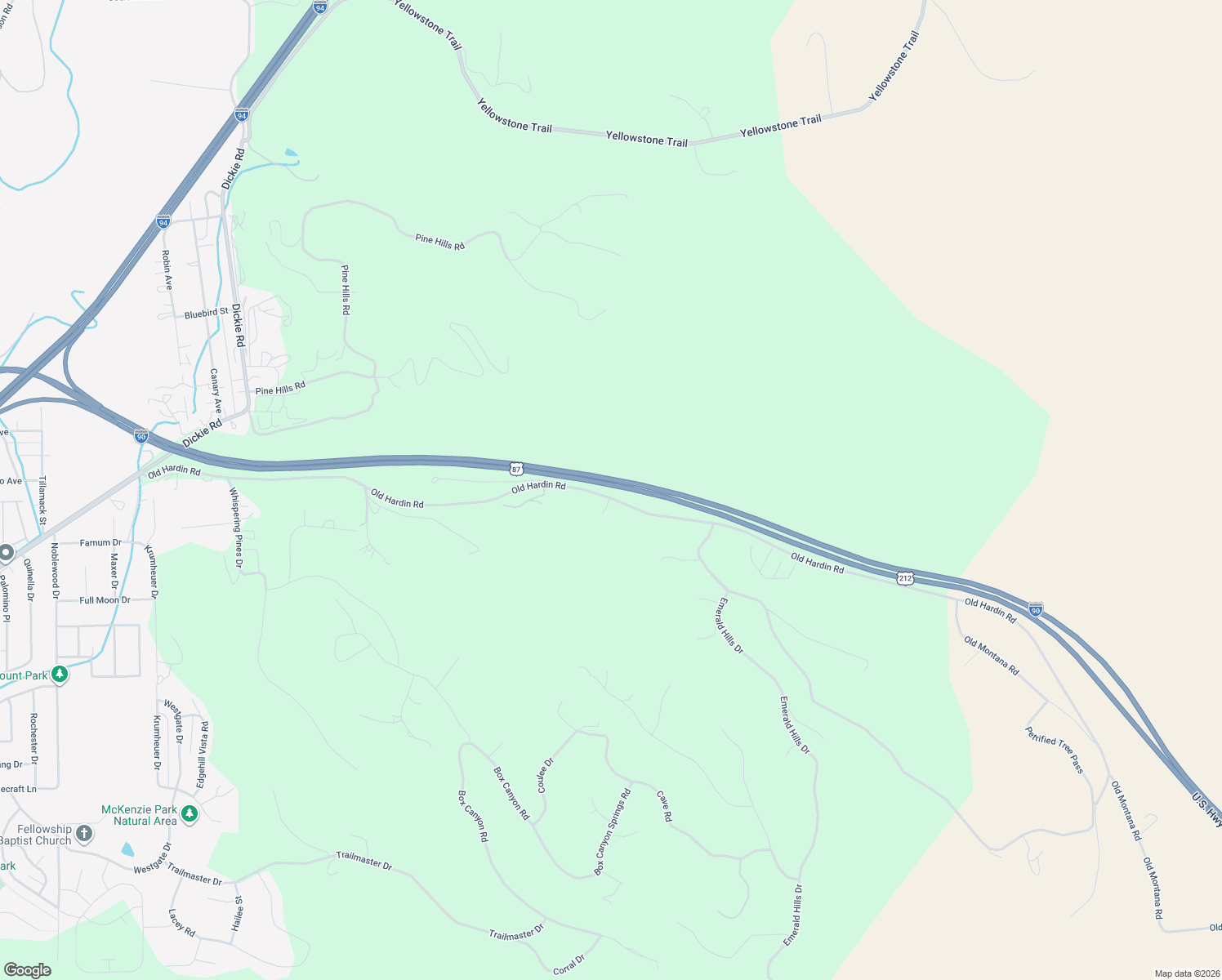 map of restaurants, bars, coffee shops, grocery stores, and more near U.S. 87 in Billings