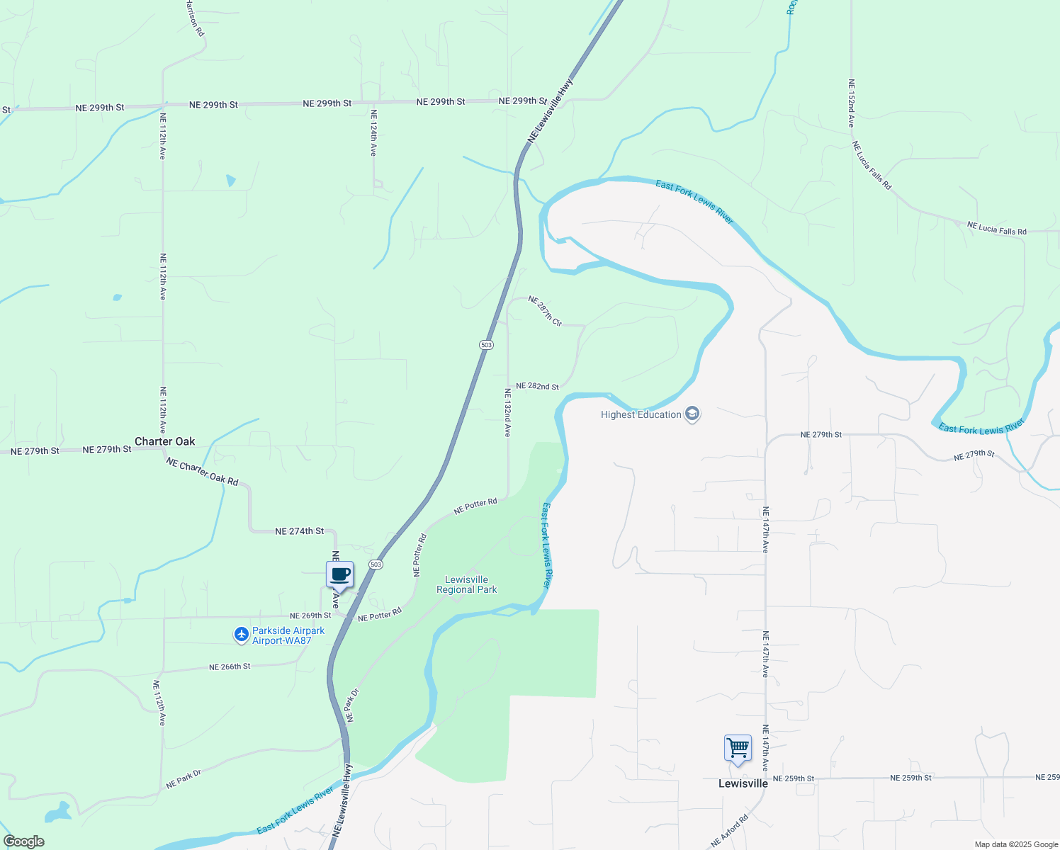 map of restaurants, bars, coffee shops, grocery stores, and more near 27915 Northeast 132nd Avenue in Battle Ground