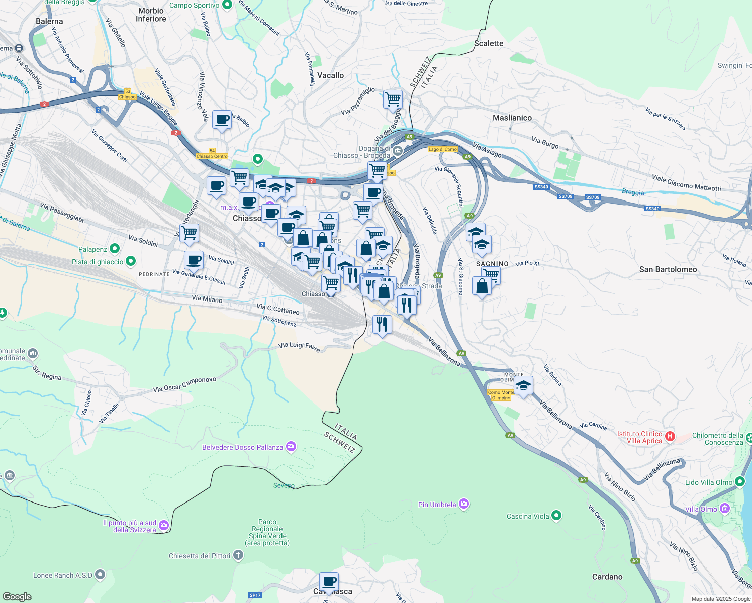 map of restaurants, bars, coffee shops, grocery stores, and more near 1 Piazza Ventiquattro Maggio in Como