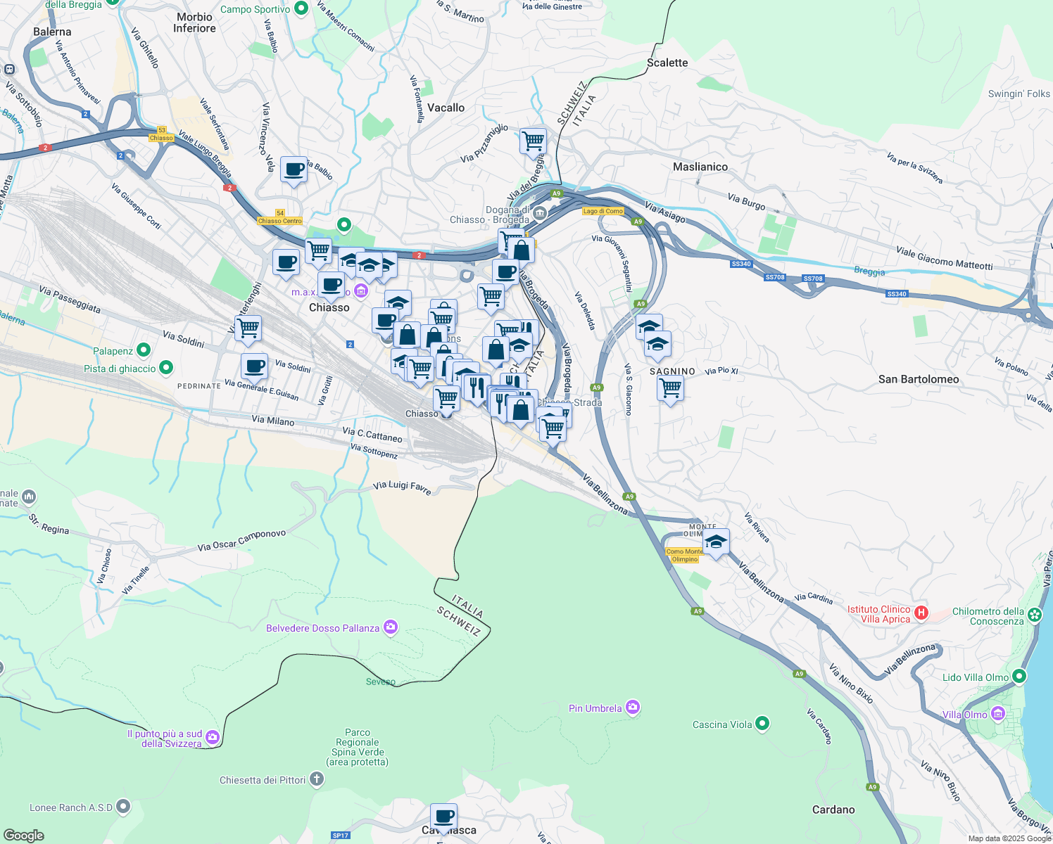 map of restaurants, bars, coffee shops, grocery stores, and more near 1 Piazza Ventiquattro Maggio in Como
