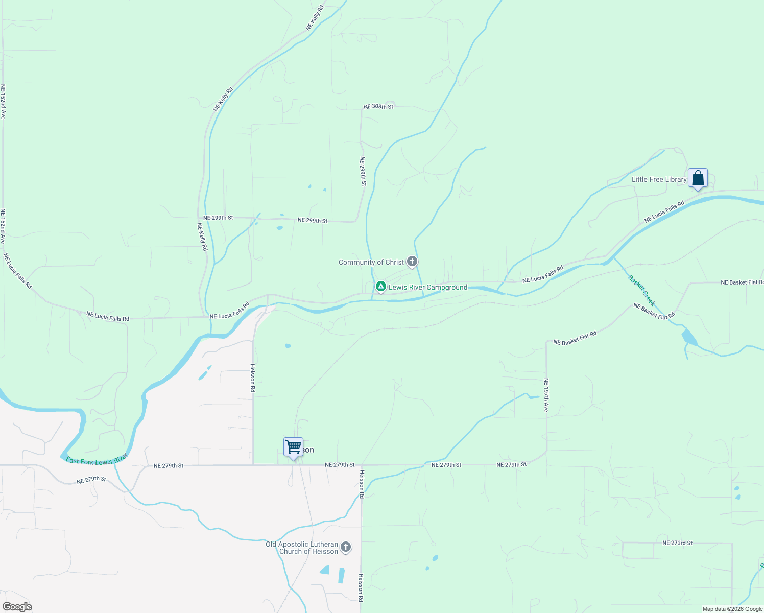 map of restaurants, bars, coffee shops, grocery stores, and more near 18308 Northeast Cole-Witter Road in Battle Ground