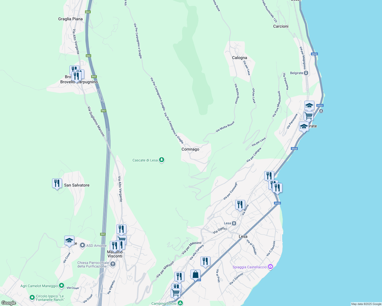 map of restaurants, bars, coffee shops, grocery stores, and more near 1 Vicolo San Giulio in Comnago