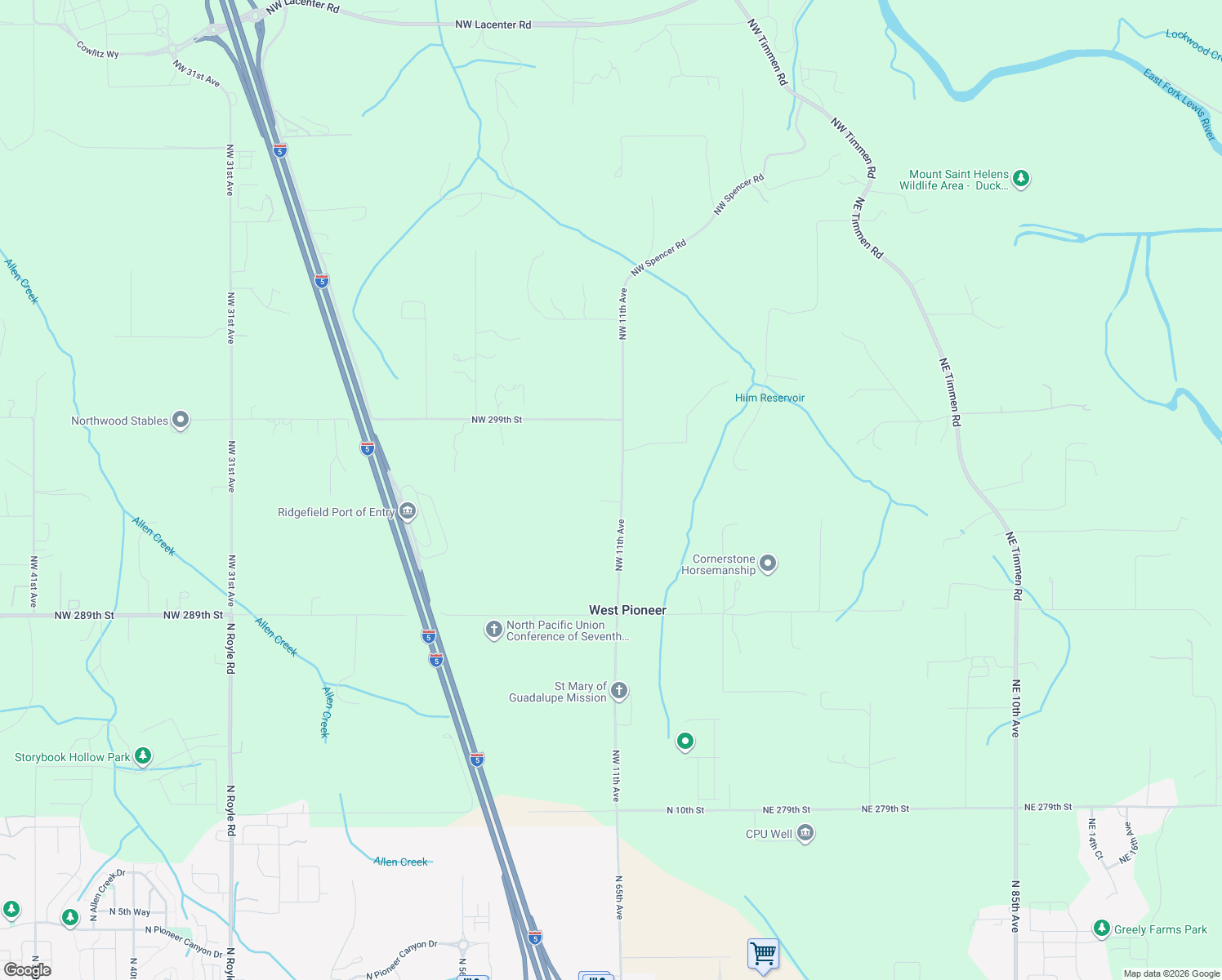 map of restaurants, bars, coffee shops, grocery stores, and more near 29420 Northwest 11th Avenue in Ridgefield