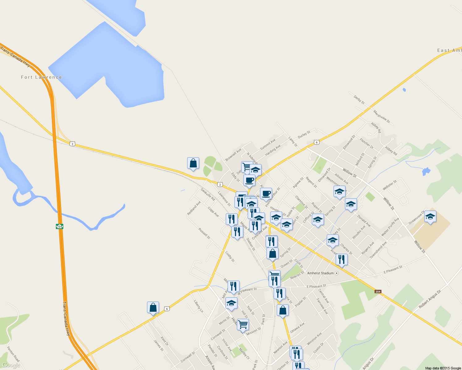 map of restaurants, bars, coffee shops, grocery stores, and more near 3 Dale Street in Amherst