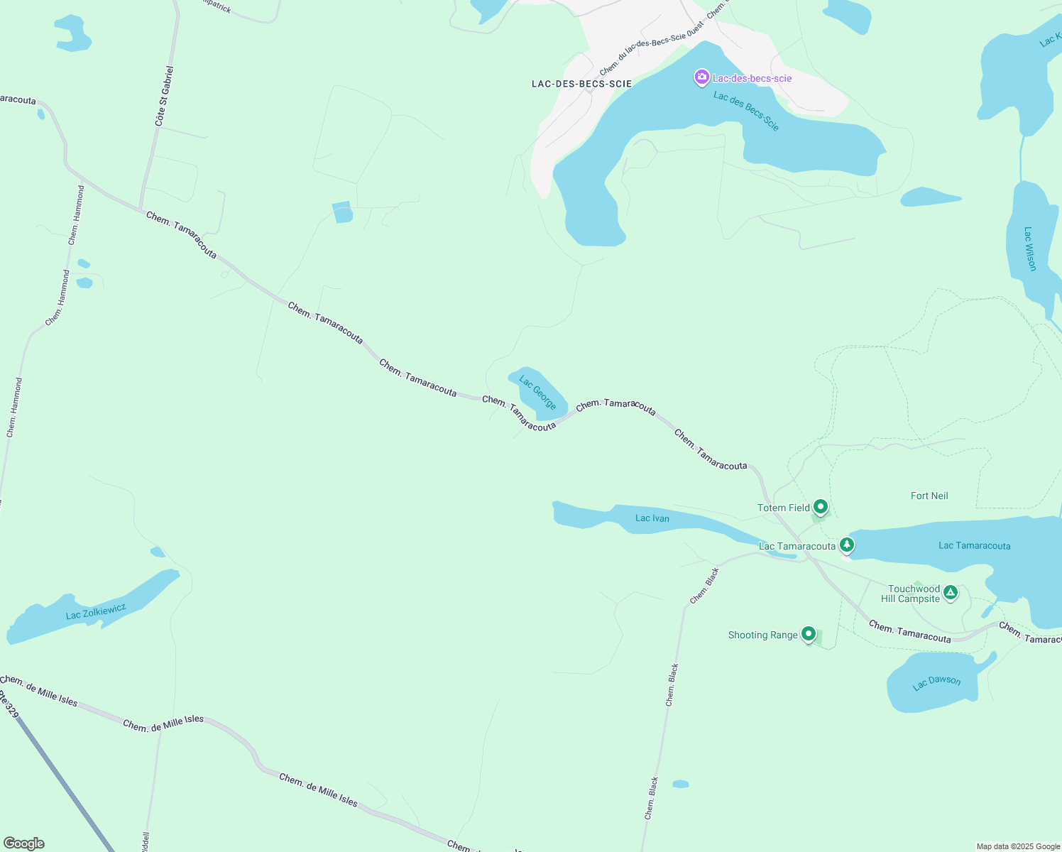 map of restaurants, bars, coffee shops, grocery stores, and more near Chemin Tamaracouta in Laurentides
