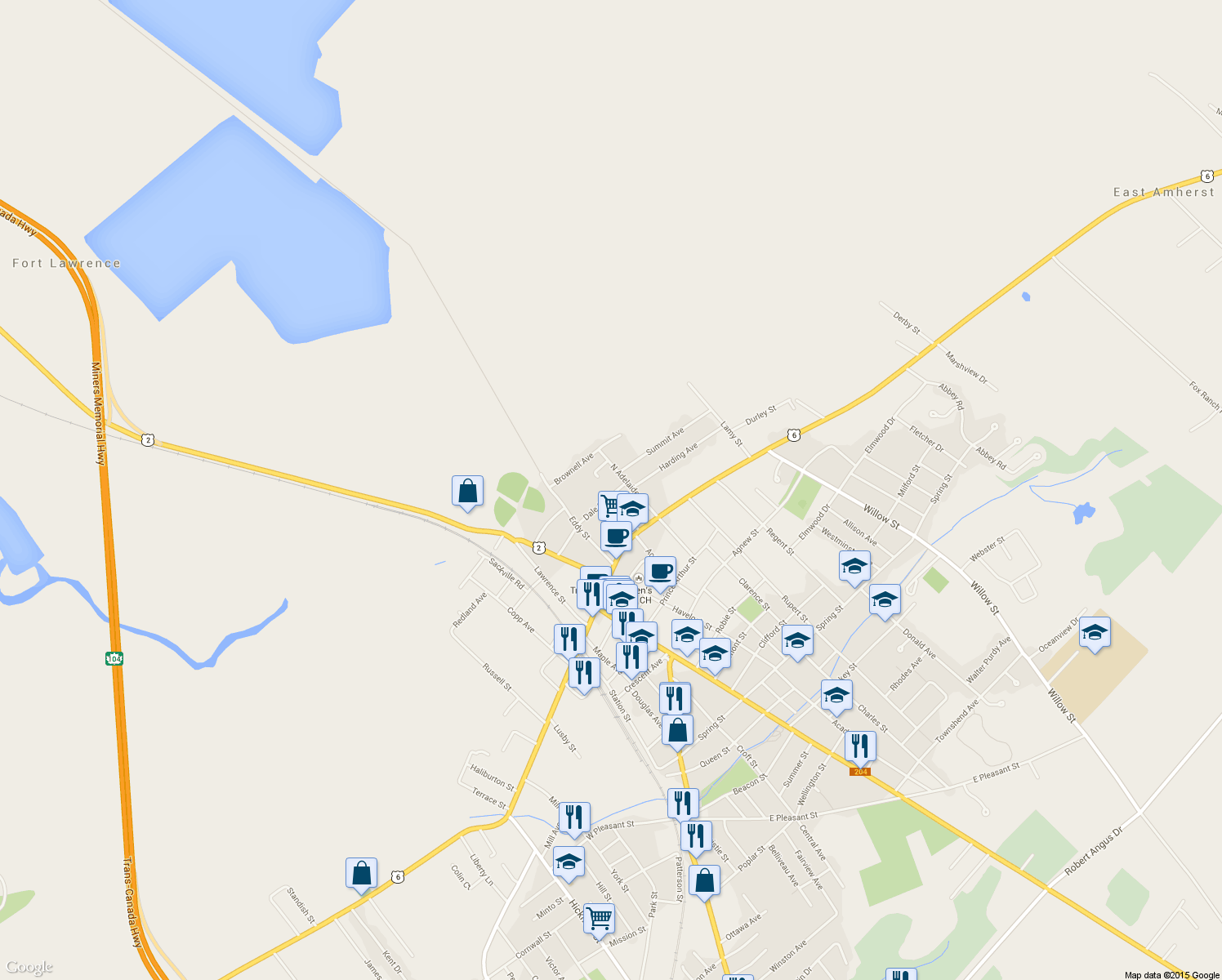 map of restaurants, bars, coffee shops, grocery stores, and more near 34 Dale Street in Amherst
