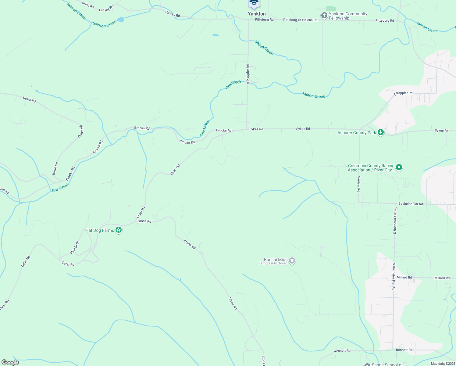 map of restaurants, bars, coffee shops, grocery stores, and more near Cater Road in Warren
