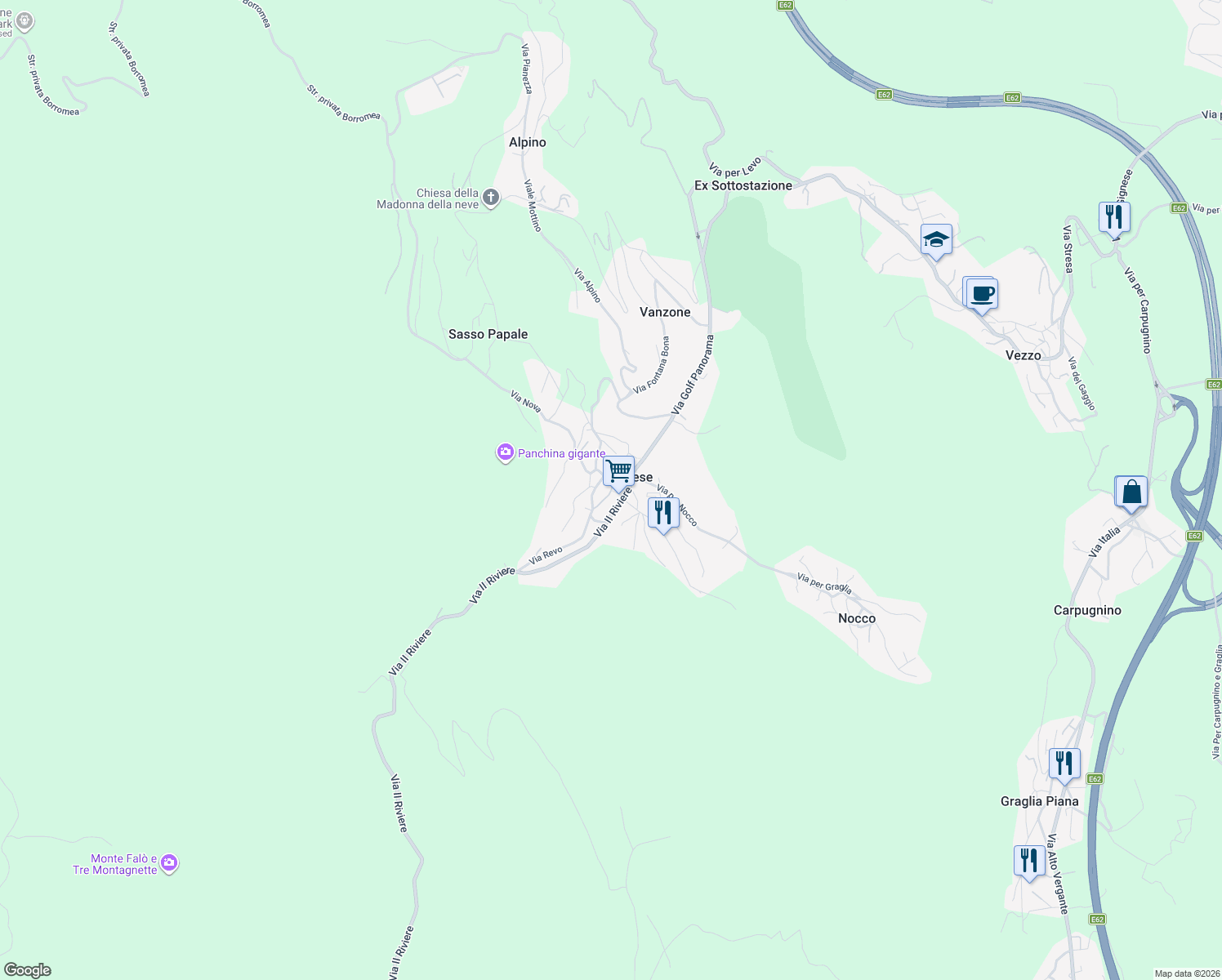 map of restaurants, bars, coffee shops, grocery stores, and more near 1 Vicolo Centrale in Gignese