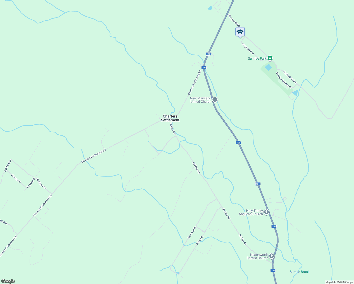 map of restaurants, bars, coffee shops, grocery stores, and more near 70 Phillips Road in Charters Settlement