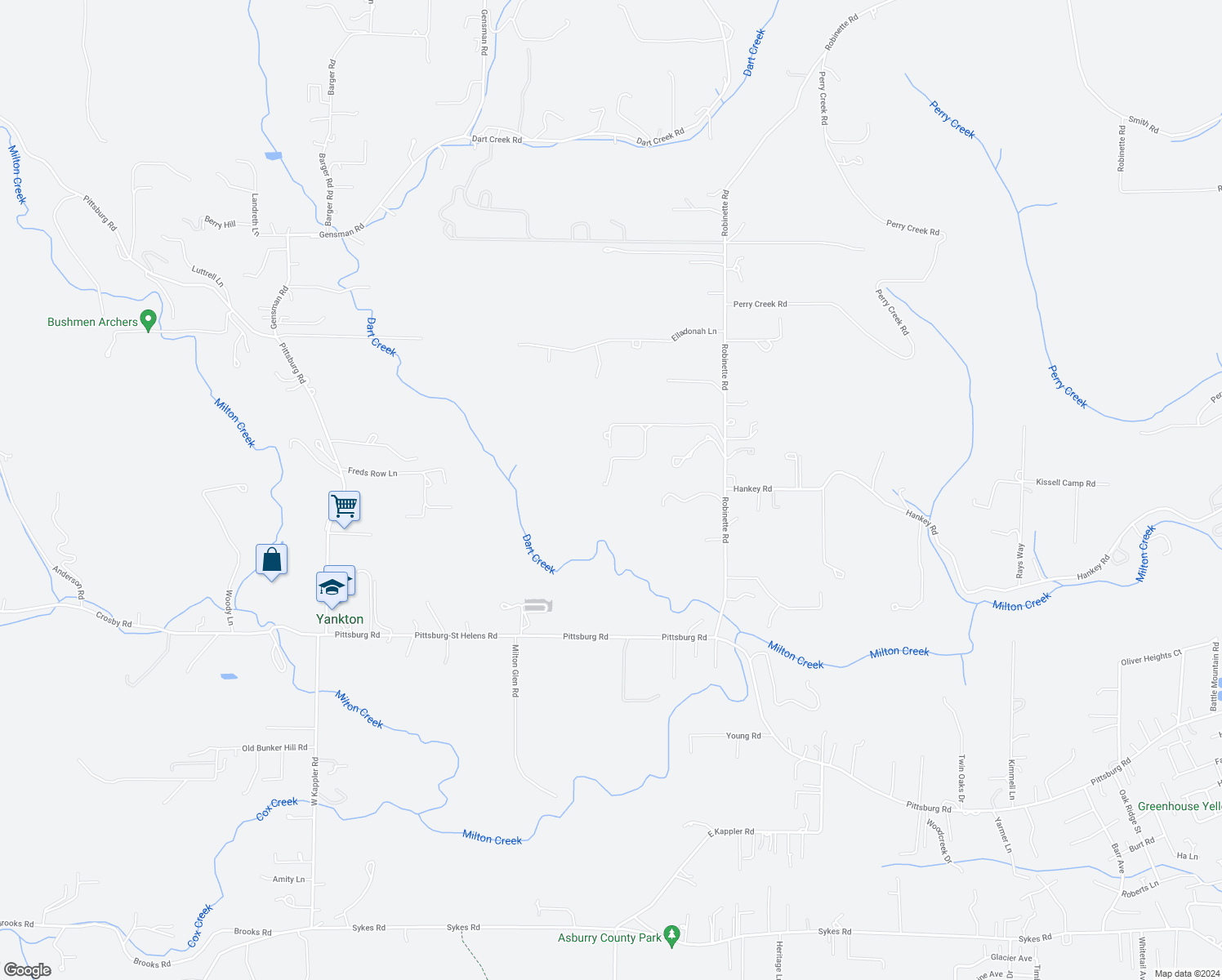 map of restaurants, bars, coffee shops, grocery stores, and more near 60377 Robinette Road in Saint Helens