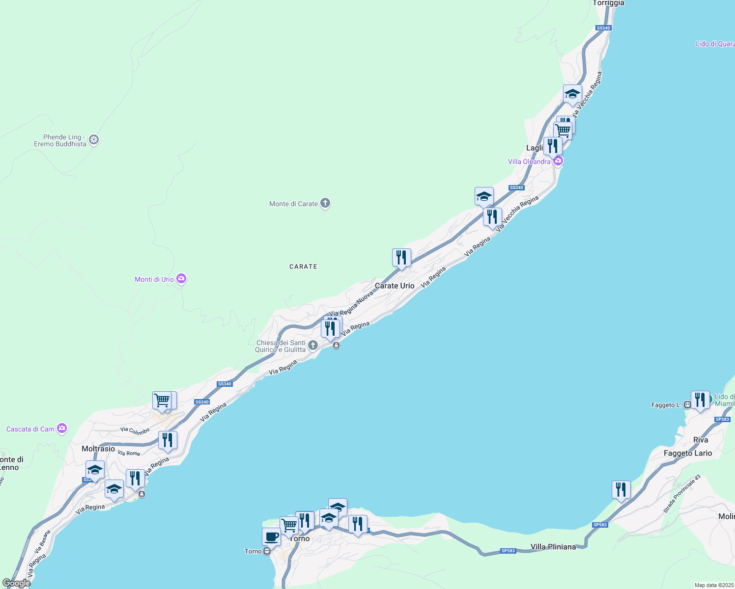 map of restaurants, bars, coffee shops, grocery stores, and more near 5 Via Giuseppe Garibaldi in Carate Urio
