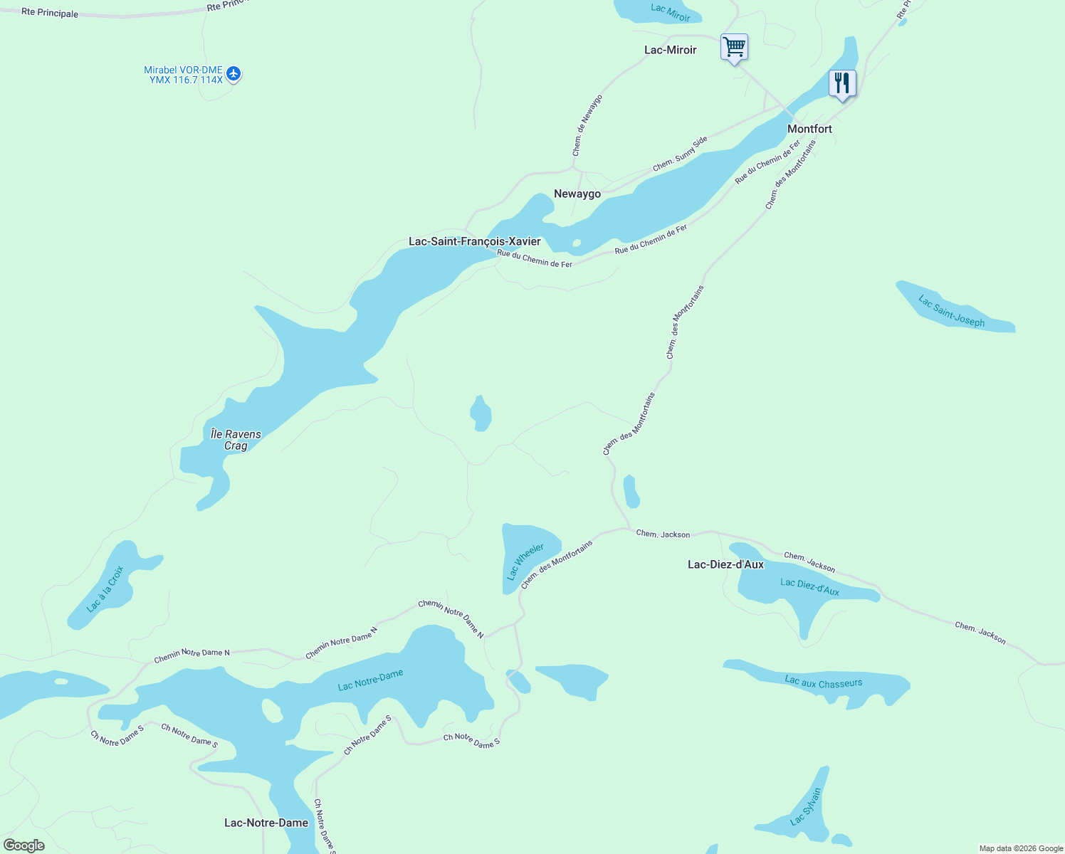 map of restaurants, bars, coffee shops, grocery stores, and more near Chemin du Lac-Thurson in Laurentides