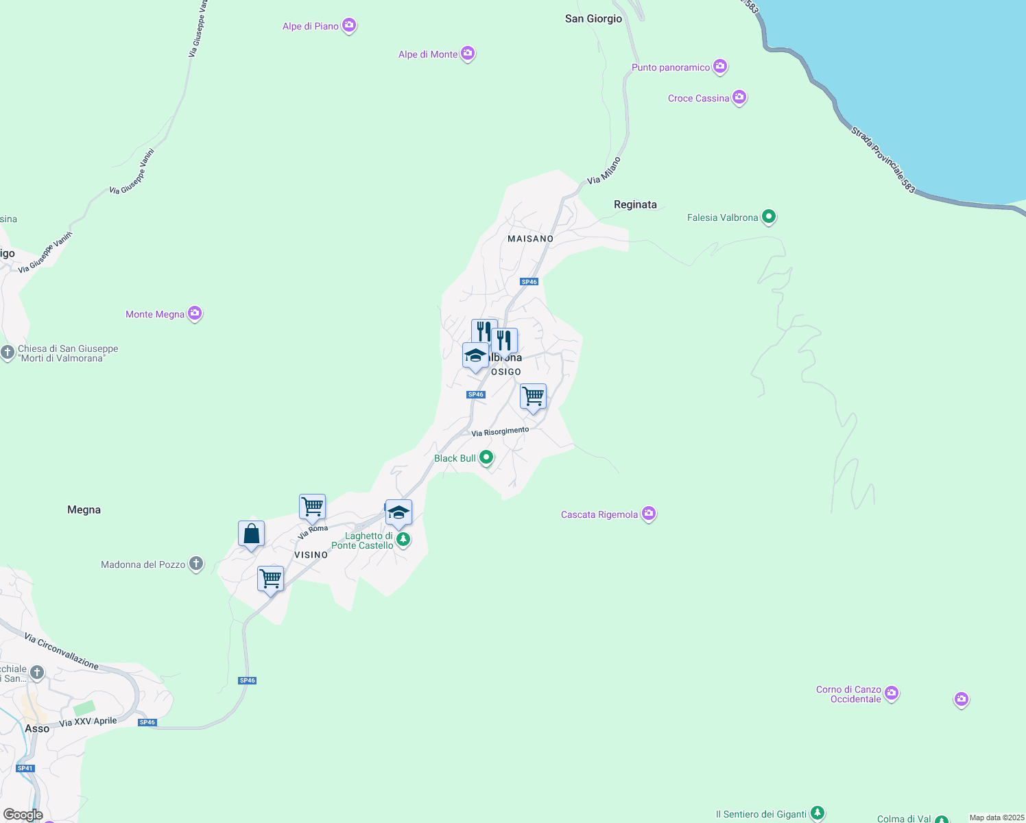 map of restaurants, bars, coffee shops, grocery stores, and more near 7 Via Luigi Ortalli in Valbrona