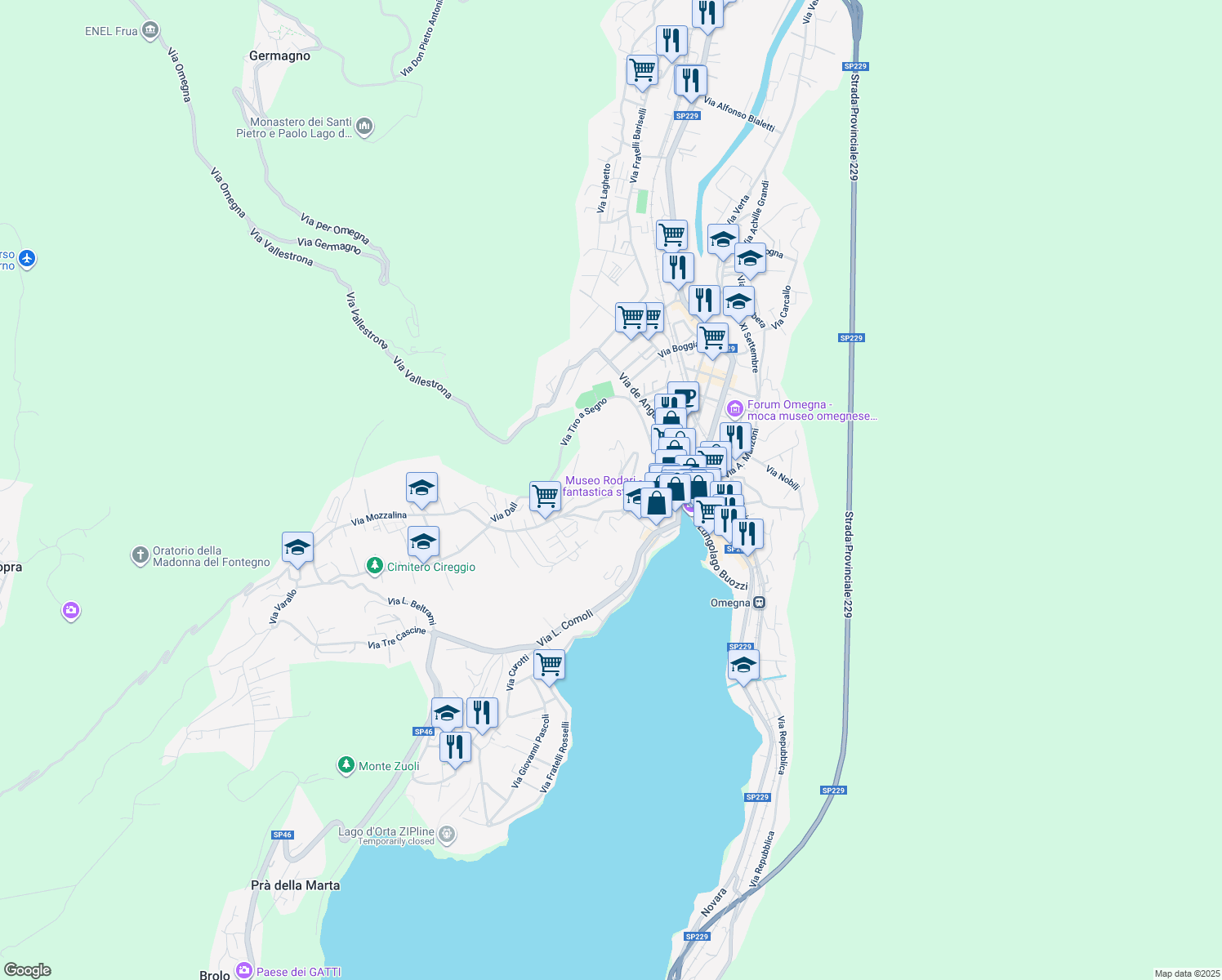 map of restaurants, bars, coffee shops, grocery stores, and more near 7 Via dei Ciclamini in Omegna