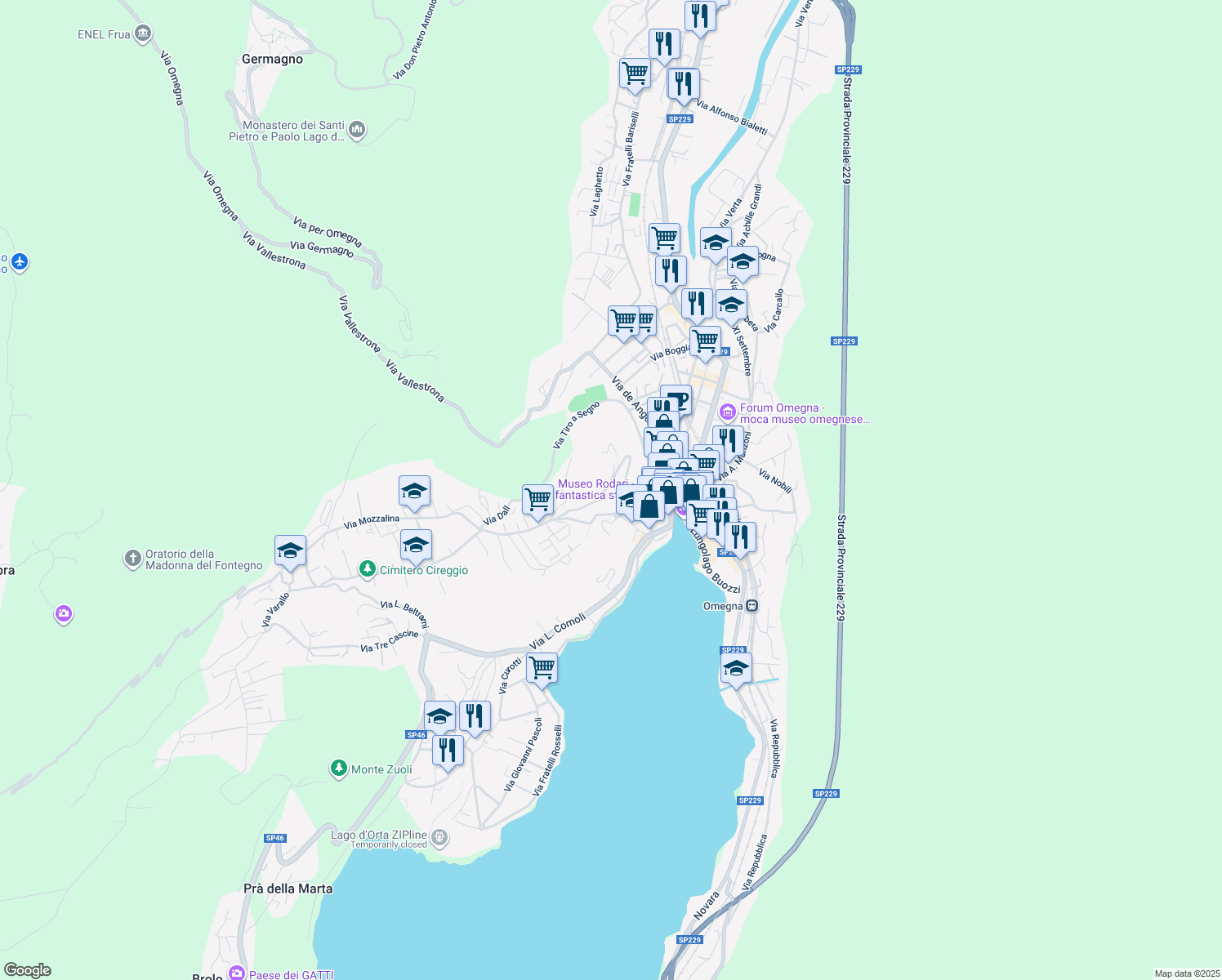 map of restaurants, bars, coffee shops, grocery stores, and more near 7 Via dei Ciclamini in Omegna