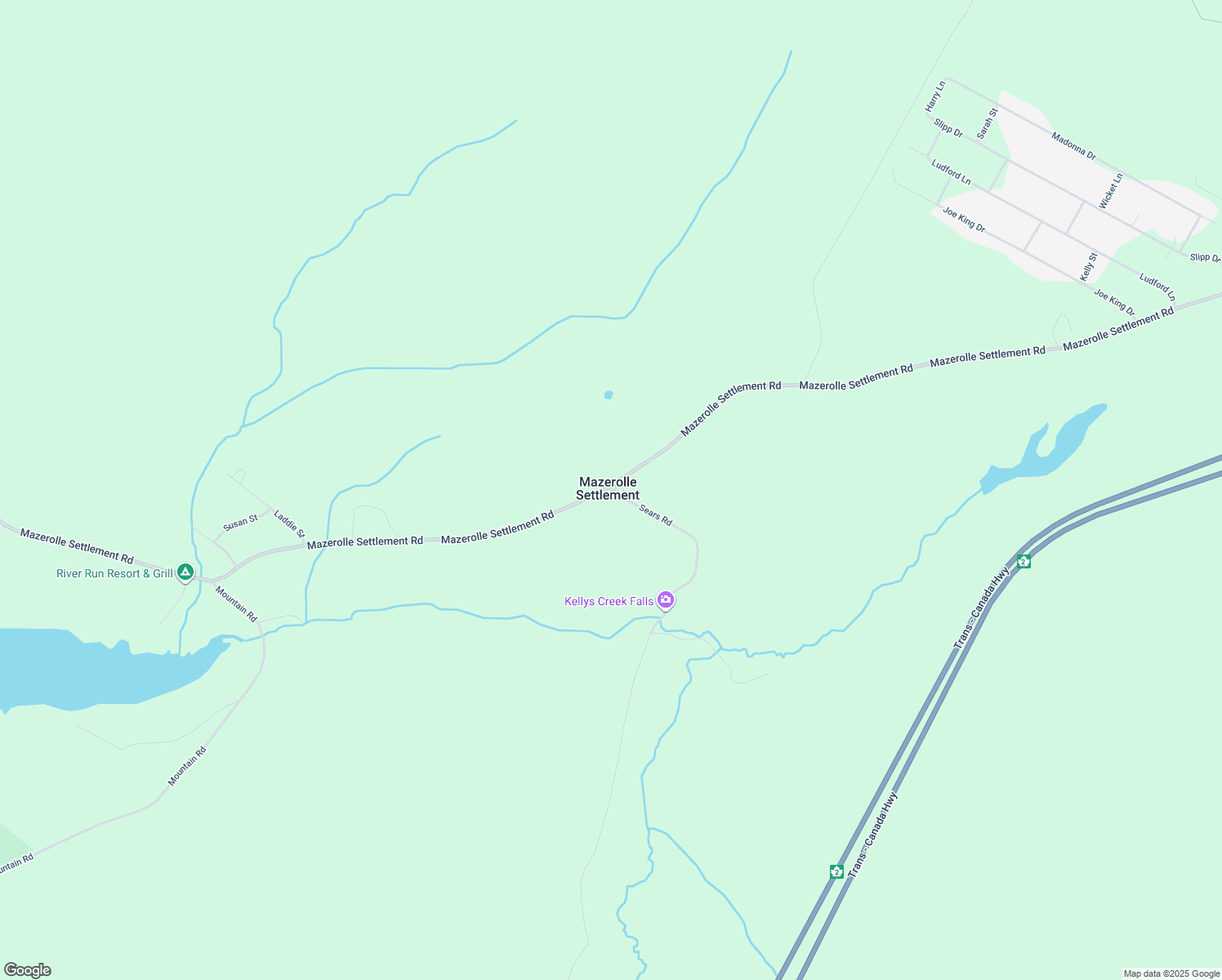 map of restaurants, bars, coffee shops, grocery stores, and more near Sears Road in Mazerolle Settlement