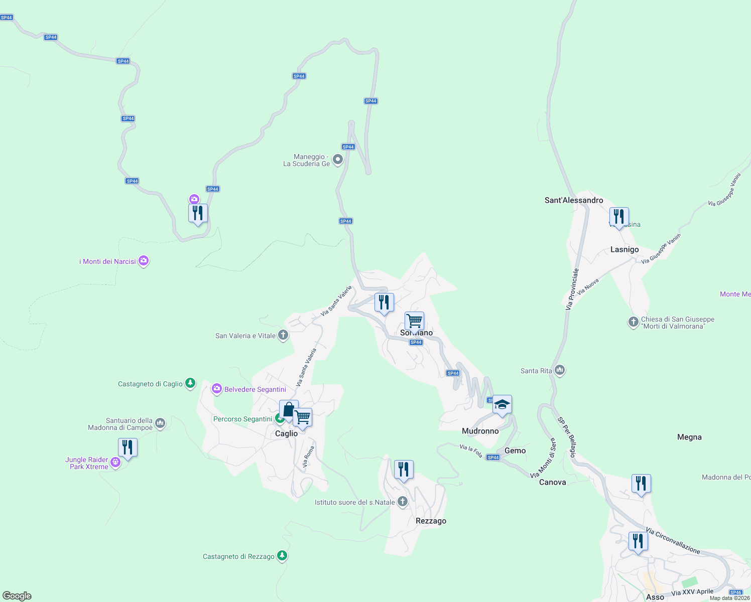 map of restaurants, bars, coffee shops, grocery stores, and more near 31-33 Via Pian del Tivano in Sormano