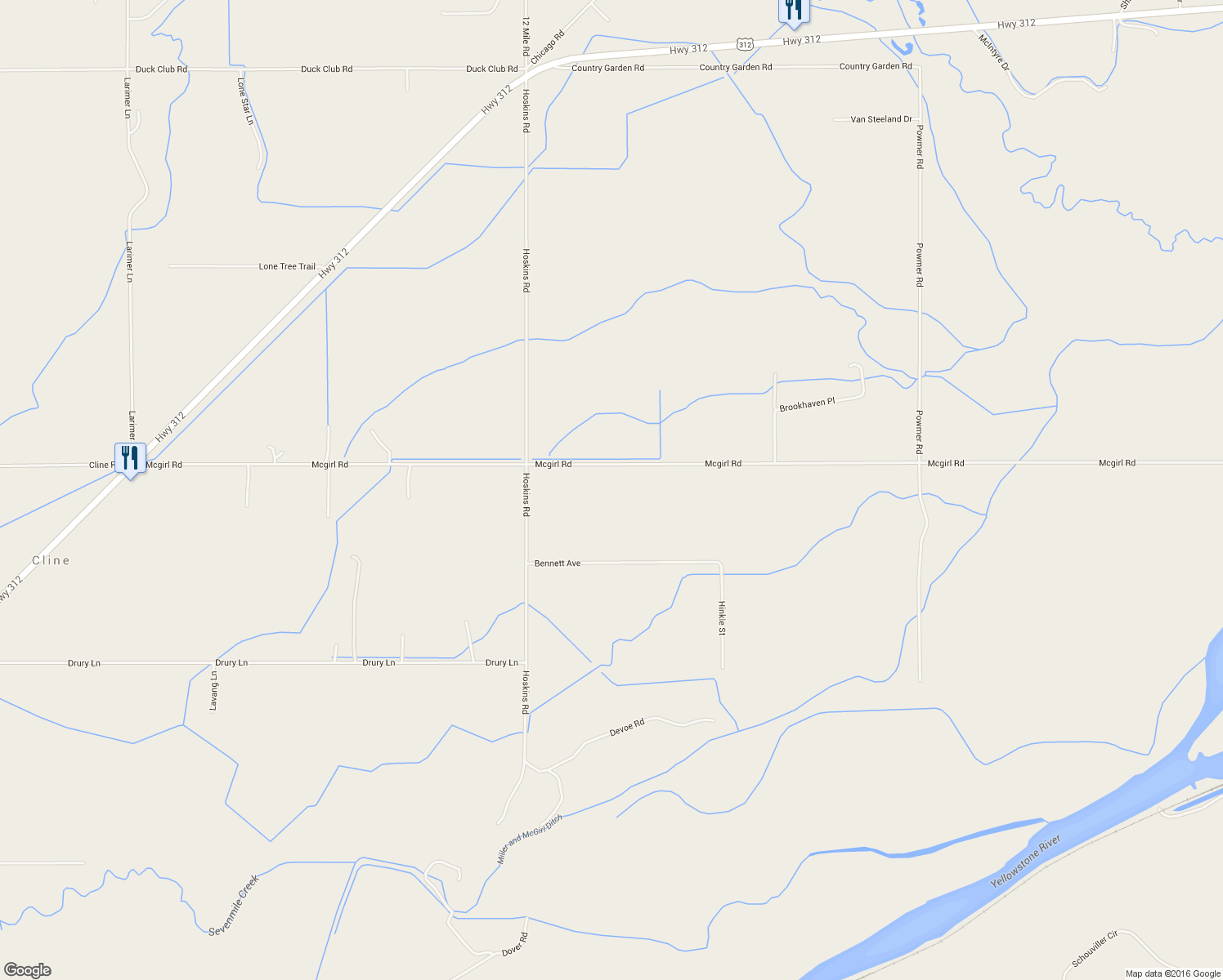 map of restaurants, bars, coffee shops, grocery stores, and more near 4142 Mcgirl Road in Billings