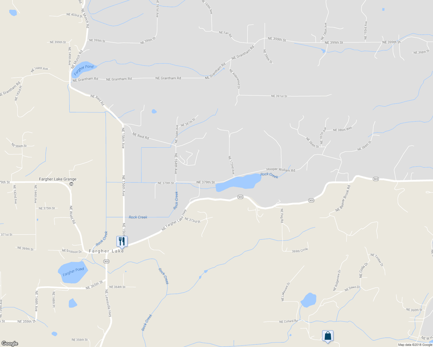 map of restaurants, bars, coffee shops, grocery stores, and more near 16910 Northeast 379th Street in Yacolt