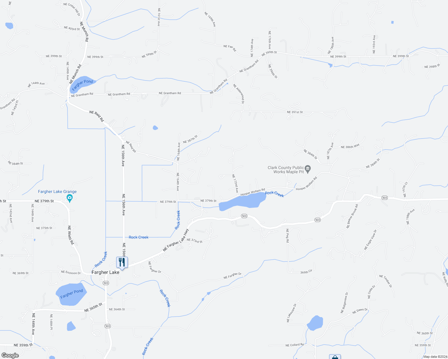 map of restaurants, bars, coffee shops, grocery stores, and more near 16910 Northeast 379th Street in Yacolt