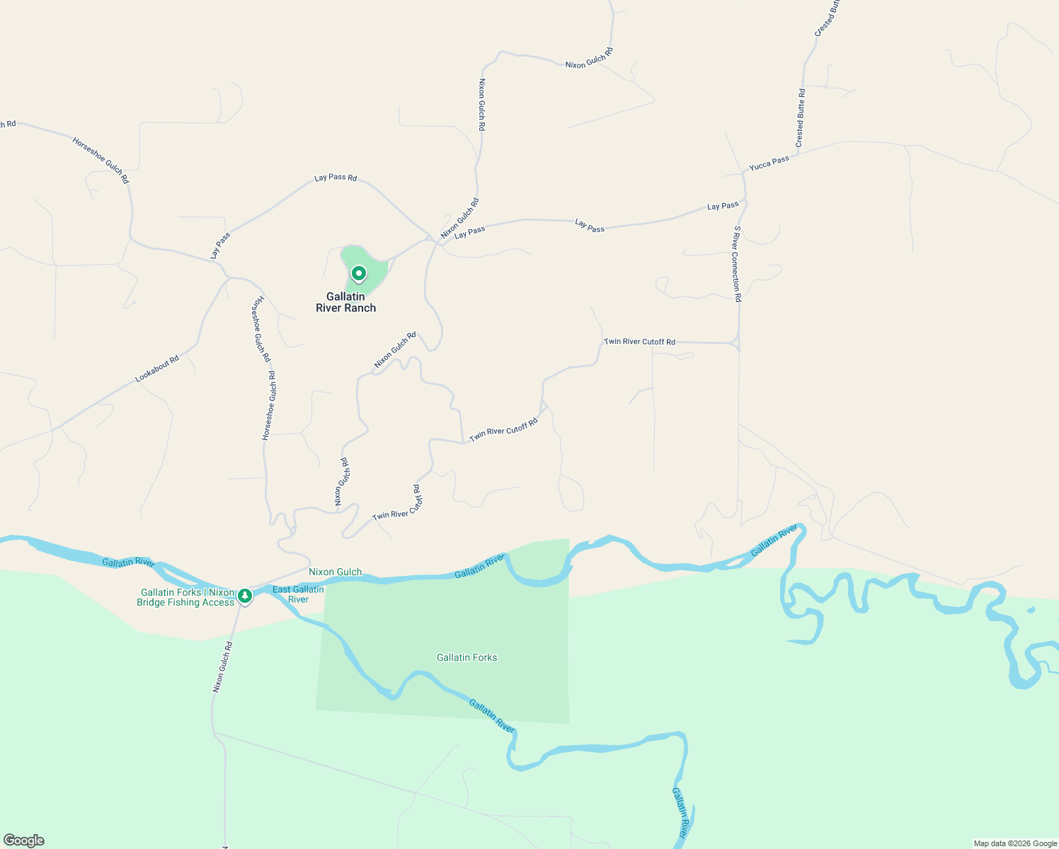 map of restaurants, bars, coffee shops, grocery stores, and more near Twin River Cutoff Road in Manhattan