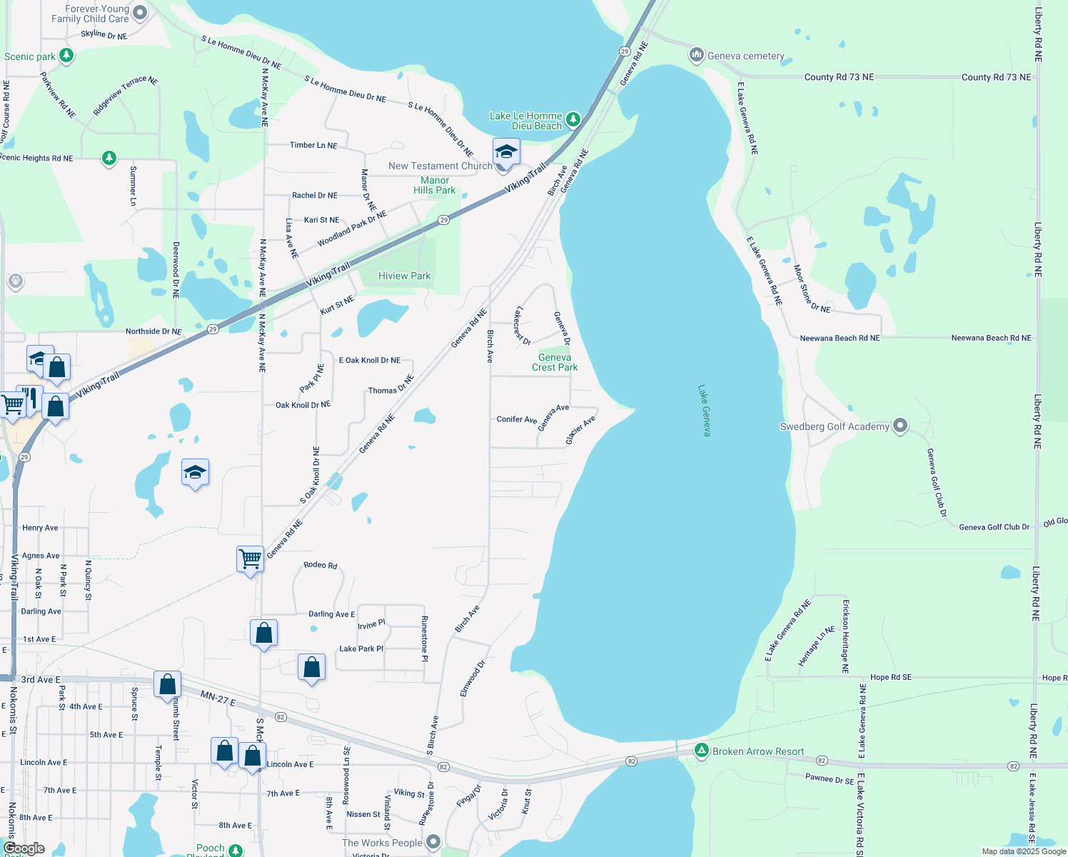 map of restaurants, bars, coffee shops, grocery stores, and more near 804 Geneva Drive in Alexandria