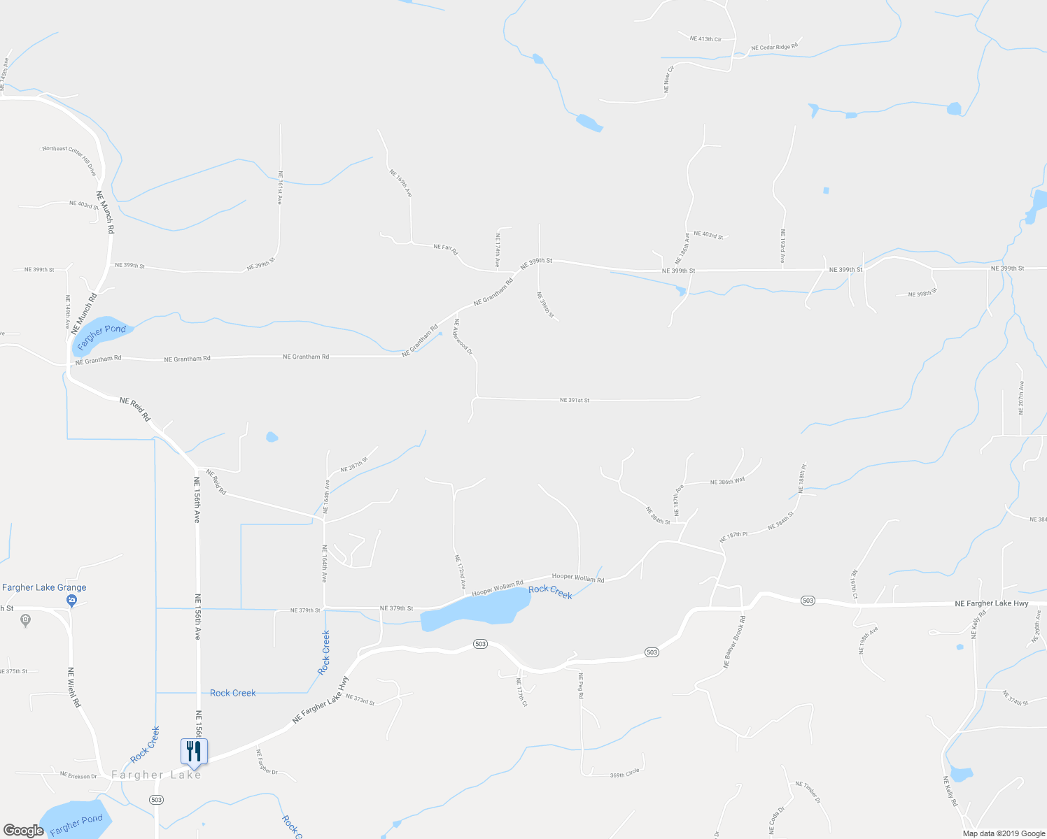 map of restaurants, bars, coffee shops, grocery stores, and more near 17605 Northeast 391st Street in Amboy