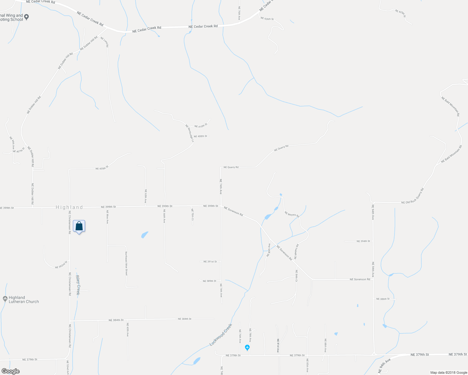 map of restaurants, bars, coffee shops, grocery stores, and more near 39907 Northeast 74th Avenue in La Center