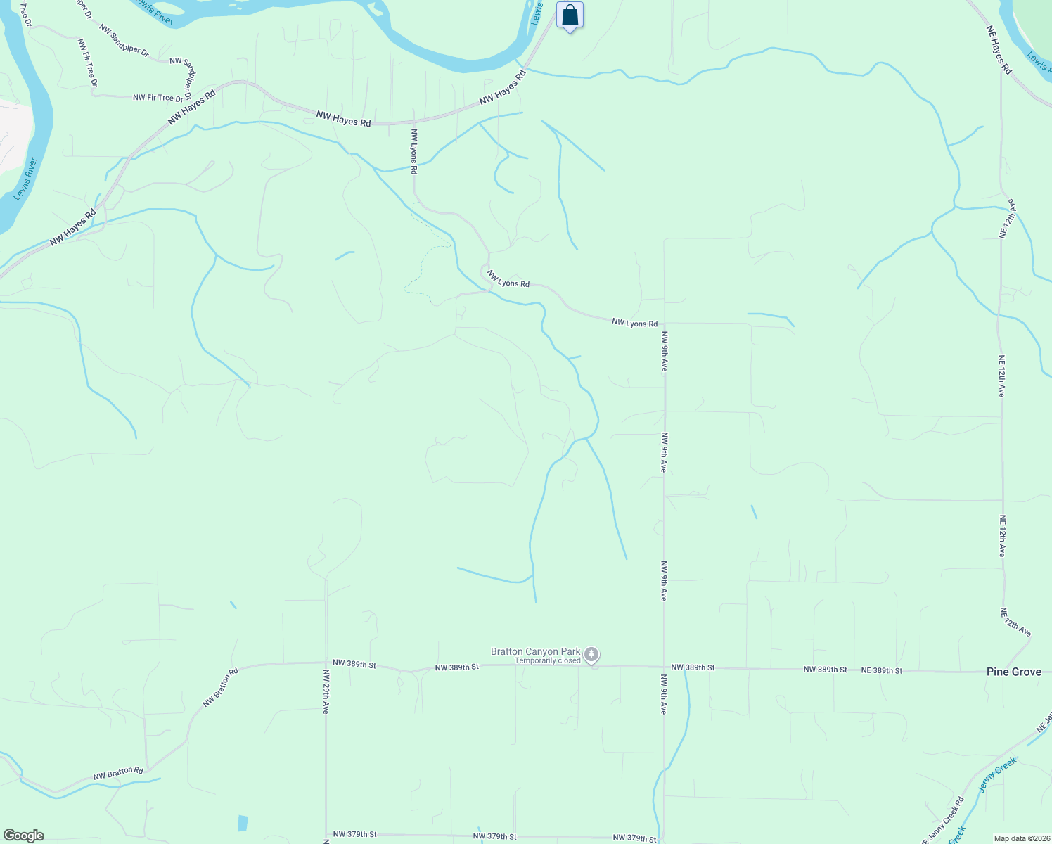 map of restaurants, bars, coffee shops, grocery stores, and more near 40405 Northwest Maple Ridge Road in Woodland