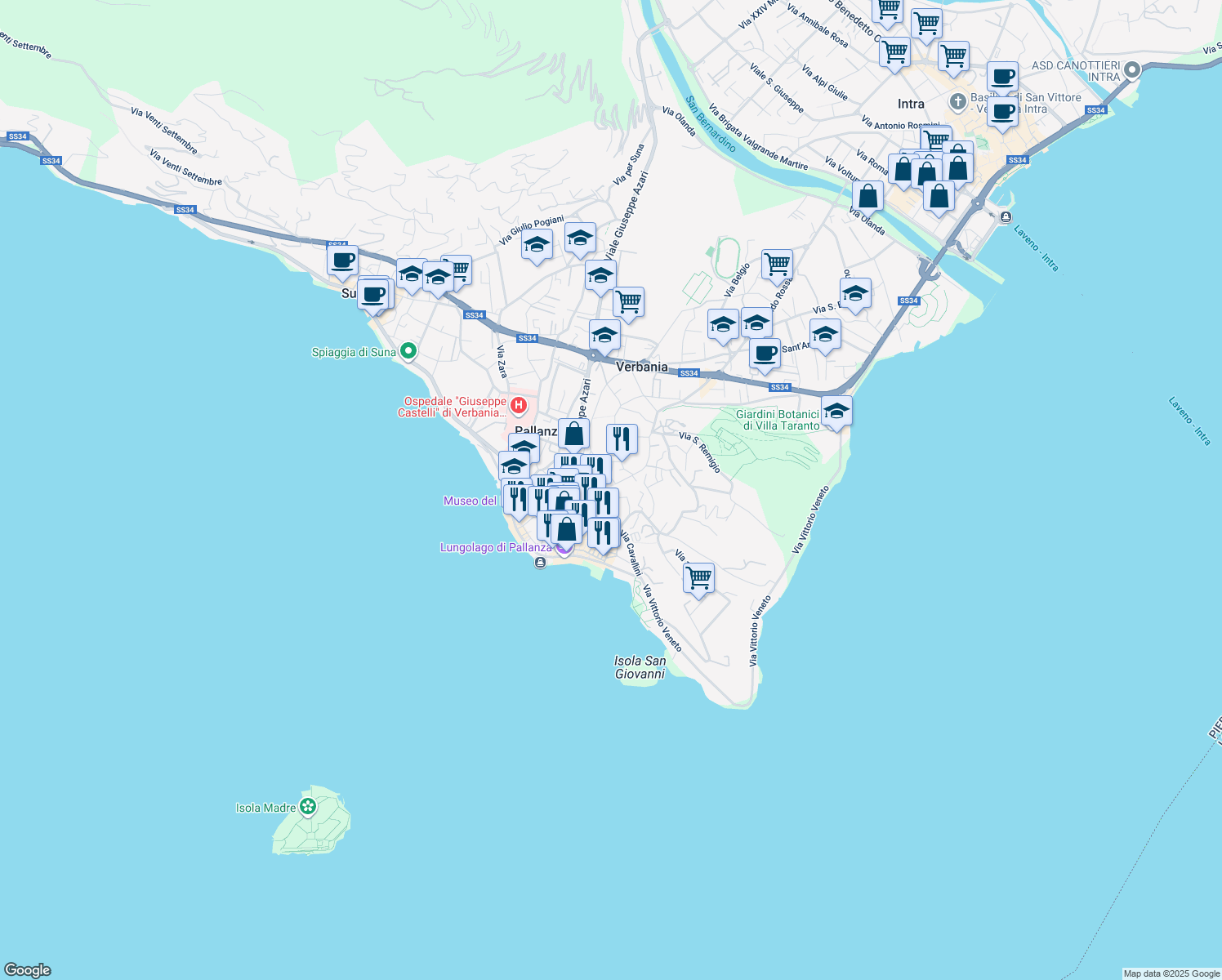 map of restaurants, bars, coffee shops, grocery stores, and more near 8 Via delle Monache in Province of Verbano-Cusio-Ossola