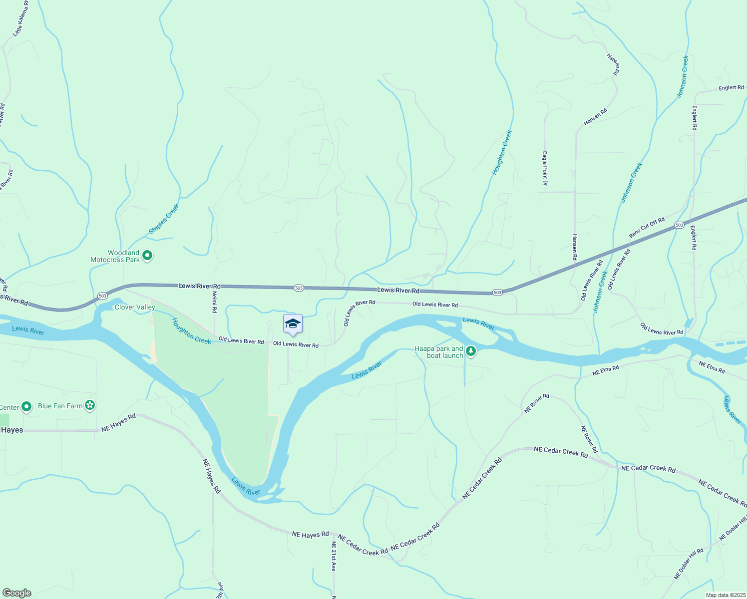 map of restaurants, bars, coffee shops, grocery stores, and more near 3662 Old Lewis River Road in Woodland