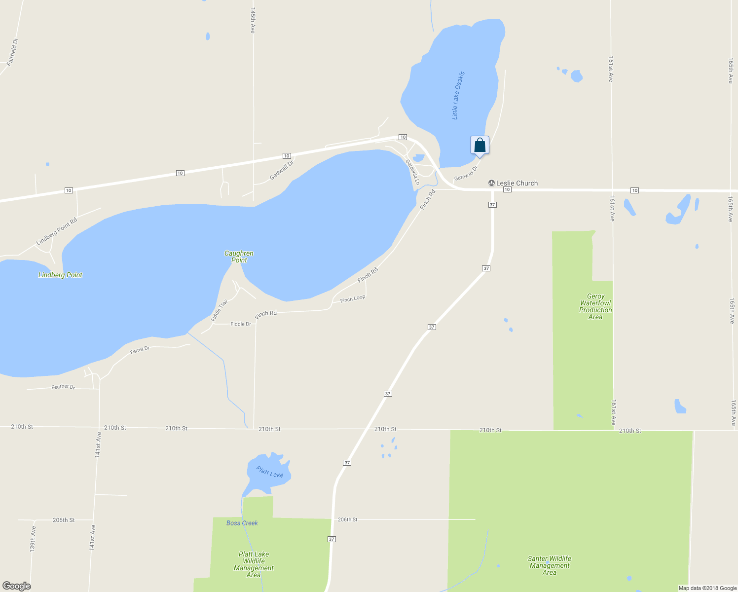 map of restaurants, bars, coffee shops, grocery stores, and more near 21660 Finch Loop in Osakis
