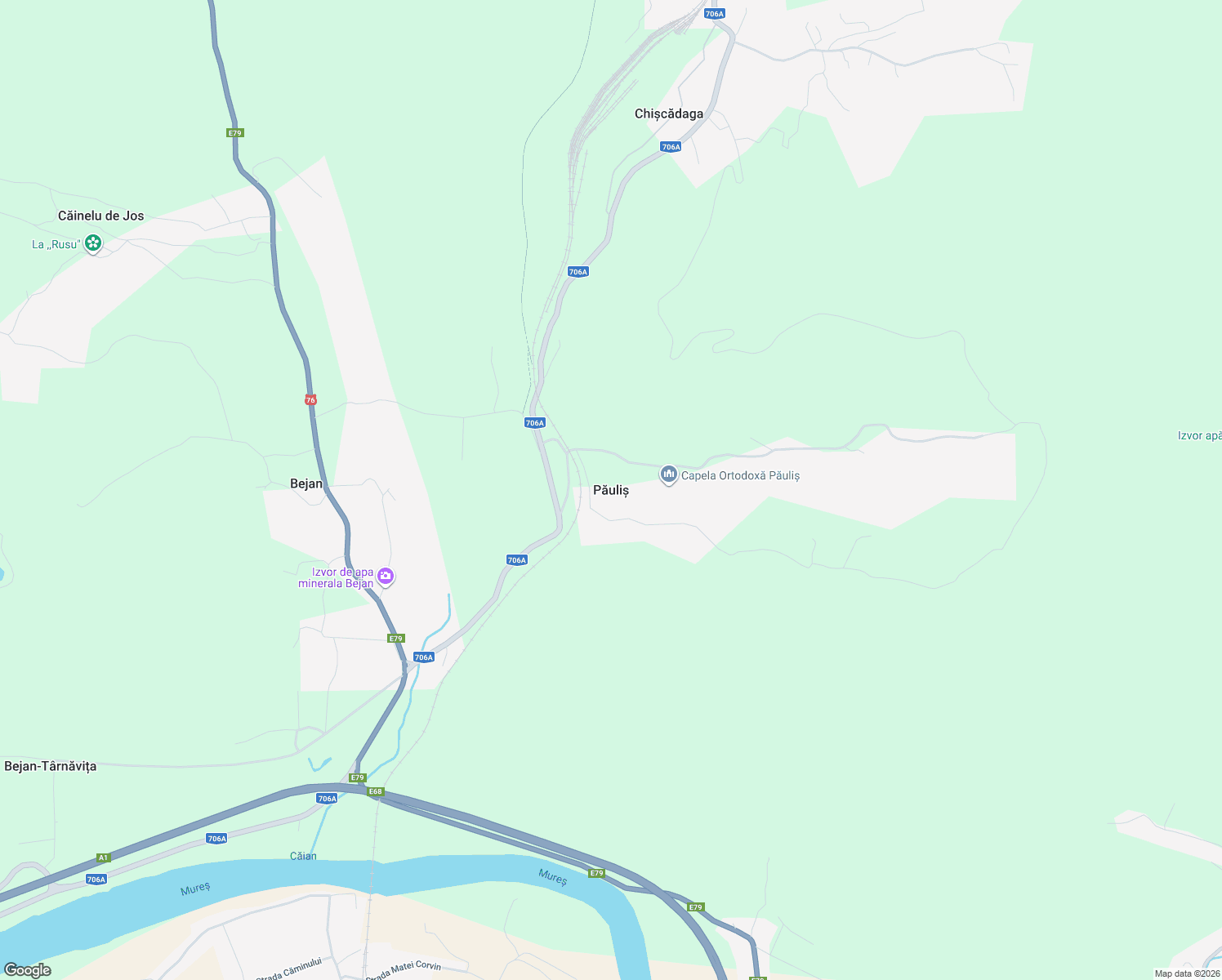 map of restaurants, bars, coffee shops, grocery stores, and more near in Păuliș