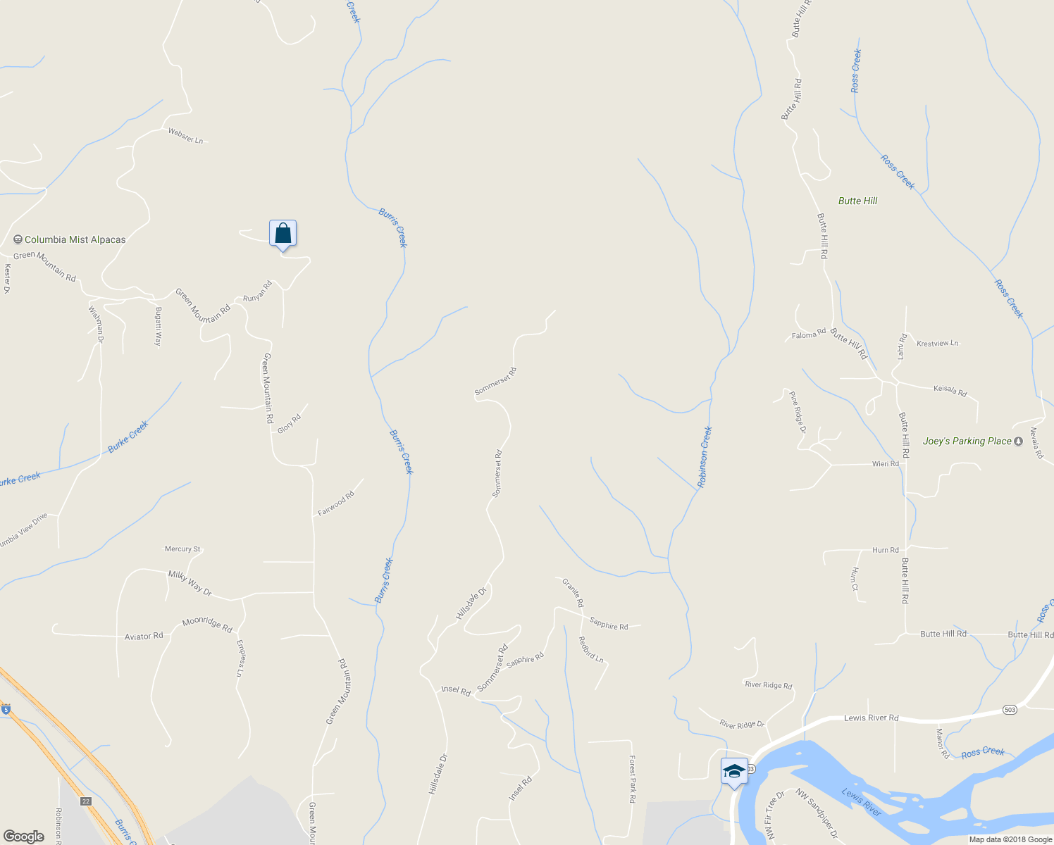 map of restaurants, bars, coffee shops, grocery stores, and more near 726 Sommerset Road in Woodland