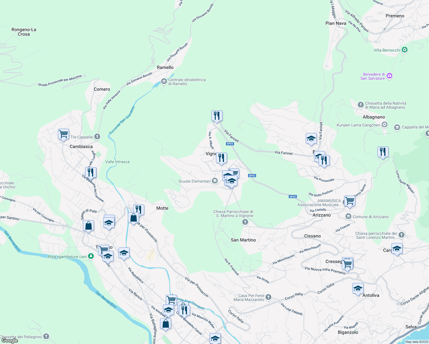 map of restaurants, bars, coffee shops, grocery stores, and more near 23 Via Reginetta Francioli in Vignone