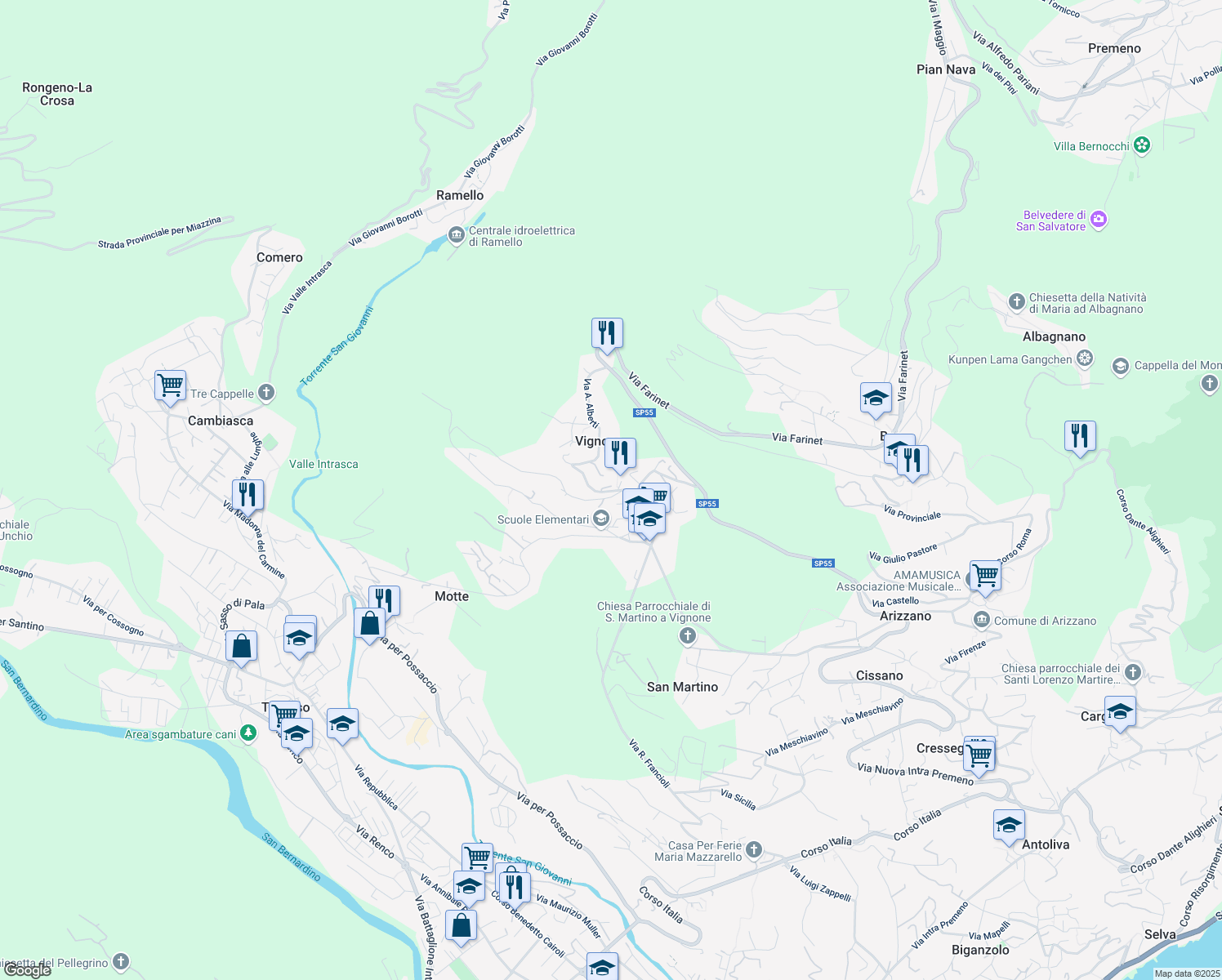 map of restaurants, bars, coffee shops, grocery stores, and more near 23 Via Reginetta Francioli in Vignone