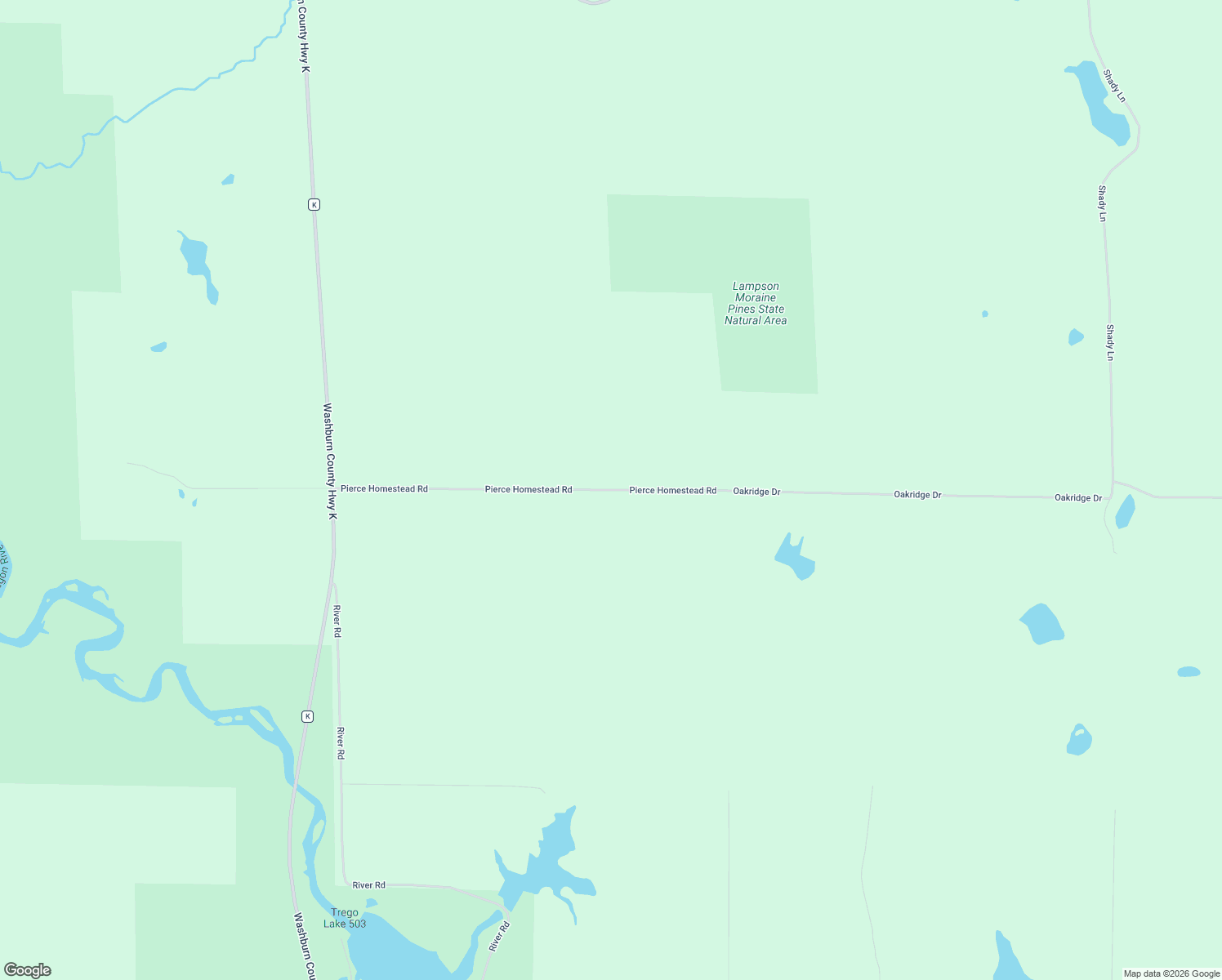 map of restaurants, bars, coffee shops, grocery stores, and more near Pierce Homestead Road in Washburn