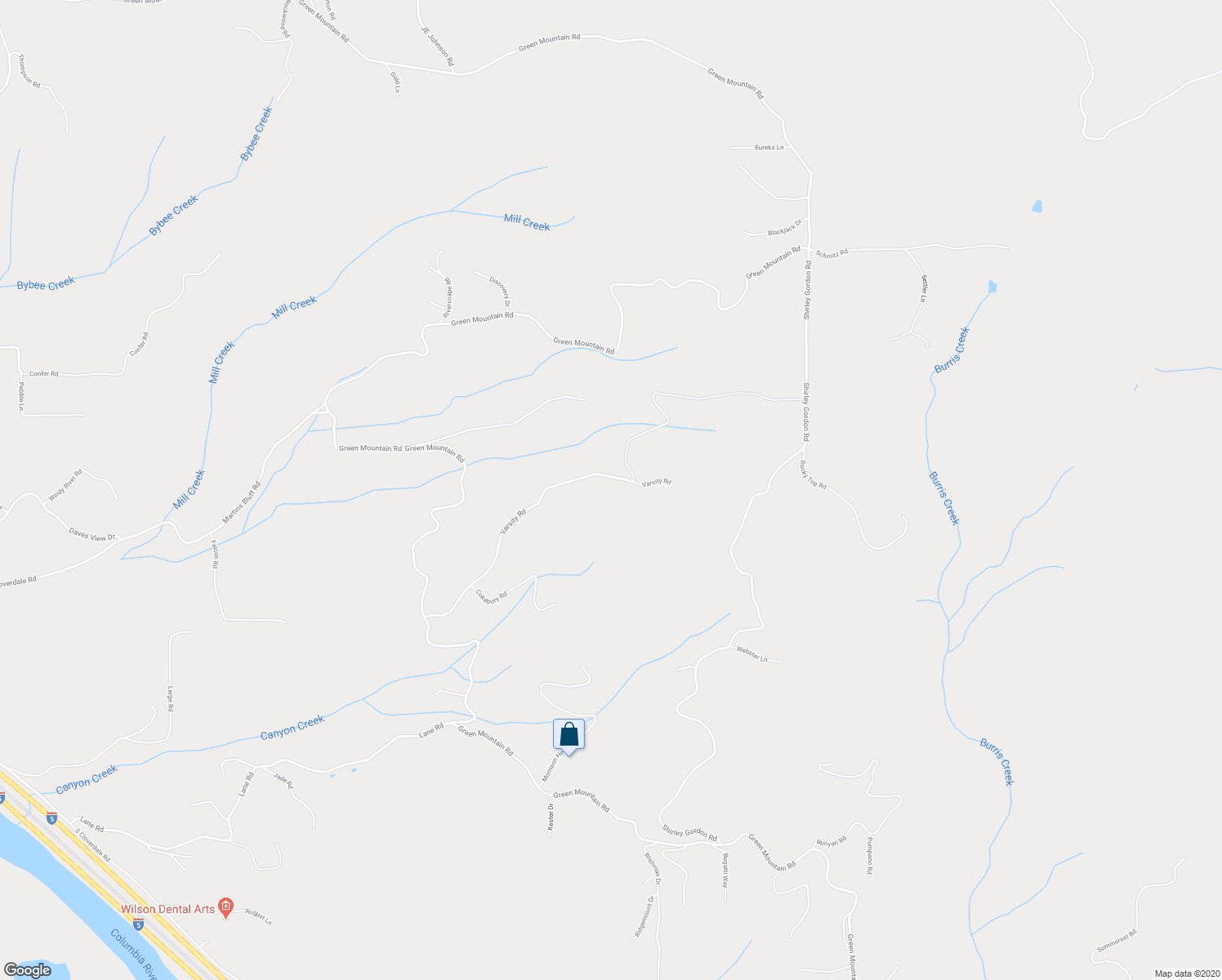 map of restaurants, bars, coffee shops, grocery stores, and more near 656 Varsity Road in Kalama