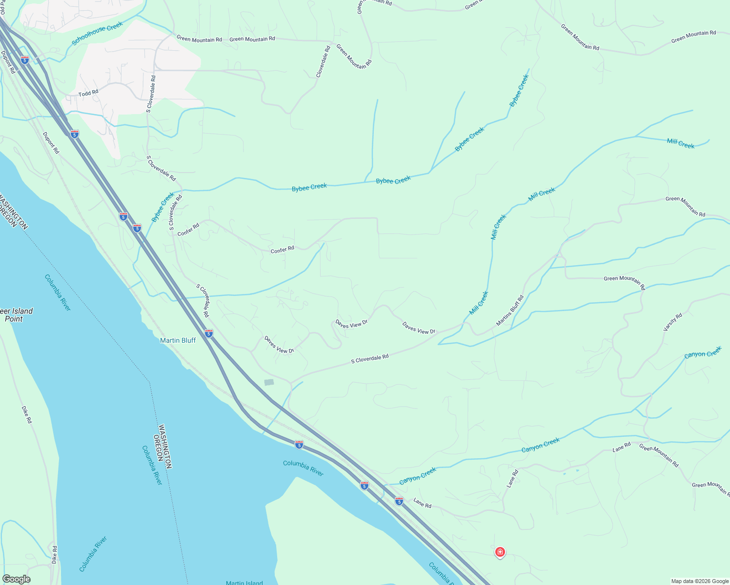 map of restaurants, bars, coffee shops, grocery stores, and more near 156 Wilson Ridge Road in Kalama