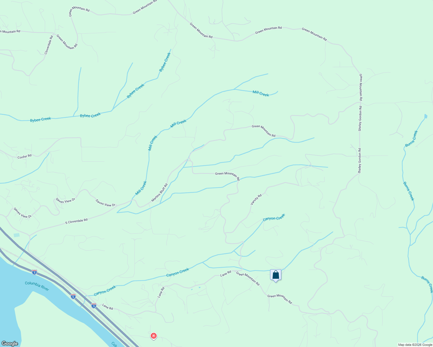 map of restaurants, bars, coffee shops, grocery stores, and more near 4562 Green Mountain Road in Kalama