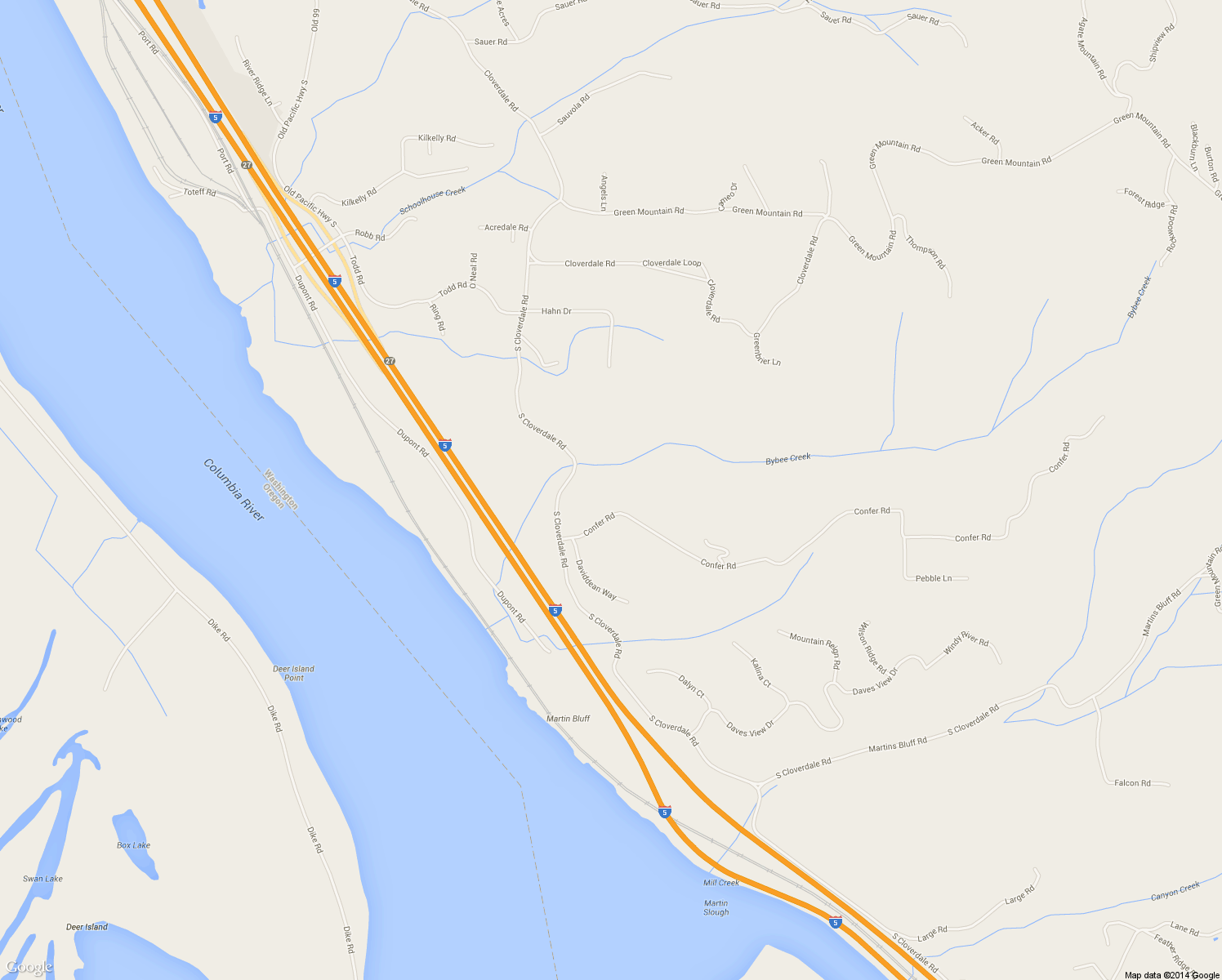 map of restaurants, bars, coffee shops, grocery stores, and more near 194 Confer Road in Kalama