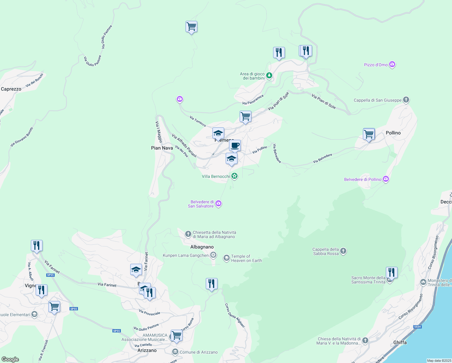 map of restaurants, bars, coffee shops, grocery stores, and more near 26 Viale G. Marsaglia in Premeno