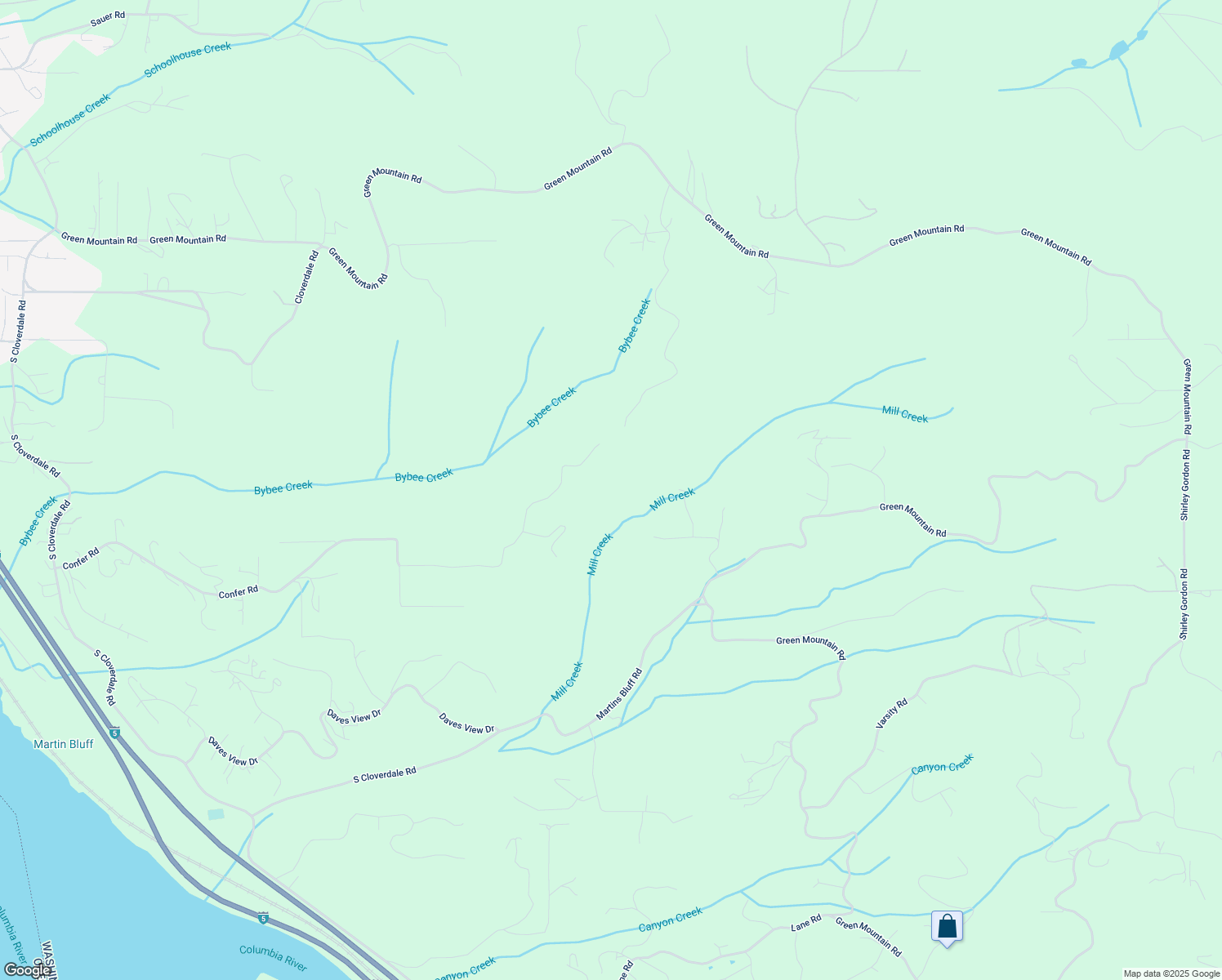 map of restaurants, bars, coffee shops, grocery stores, and more near 973 Confer Road in Kalama