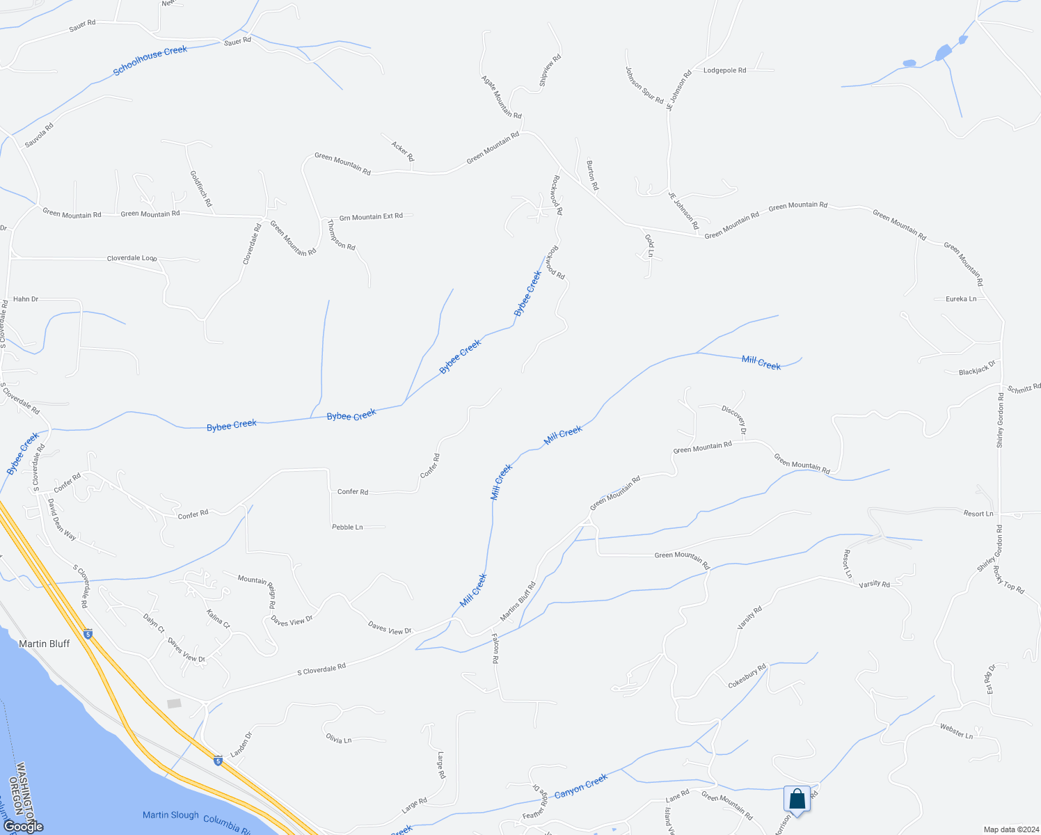 map of restaurants, bars, coffee shops, grocery stores, and more near 973 Confer Road in Kalama