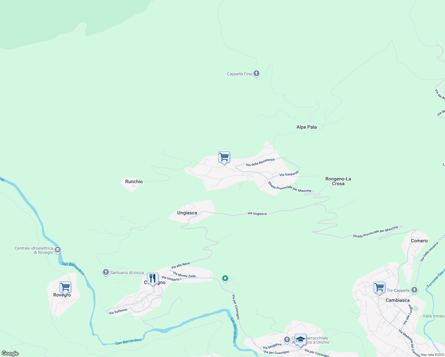 map of restaurants, bars, coffee shops, grocery stores, and more near 5 Via Risorgimento in Miazzina
