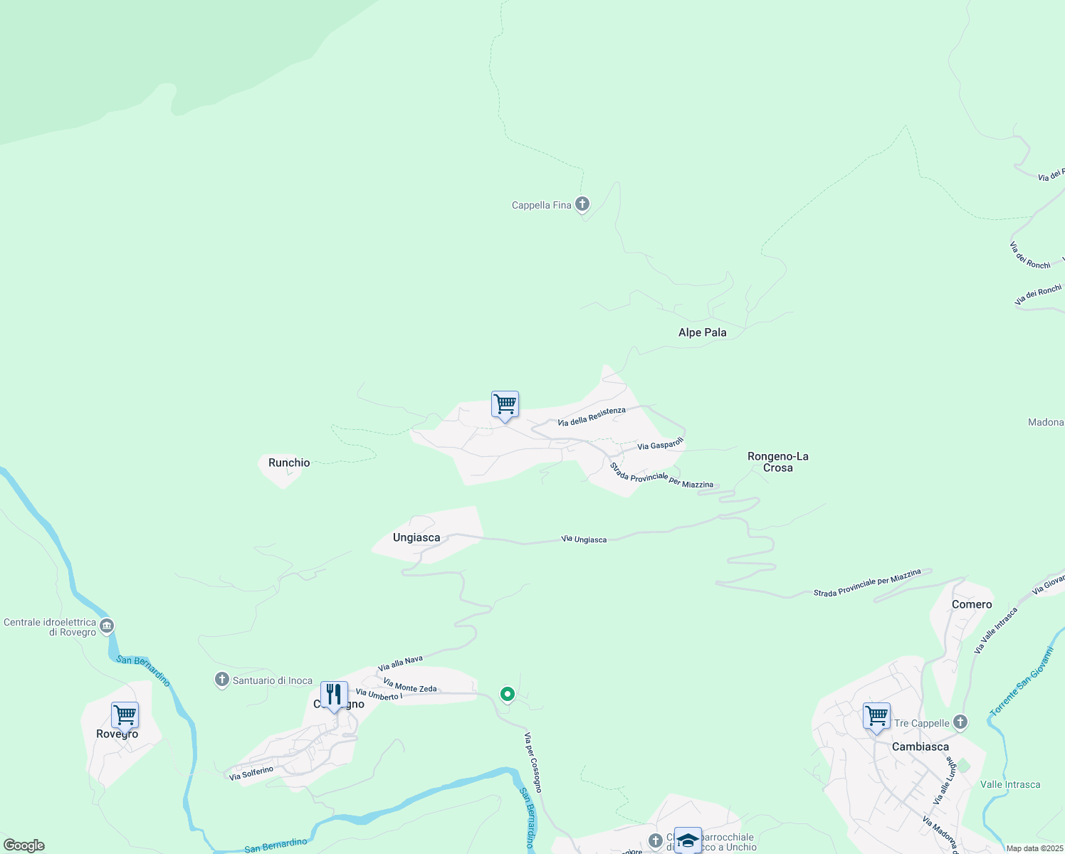 map of restaurants, bars, coffee shops, grocery stores, and more near 7 Via Alpe Pala in Miazzina