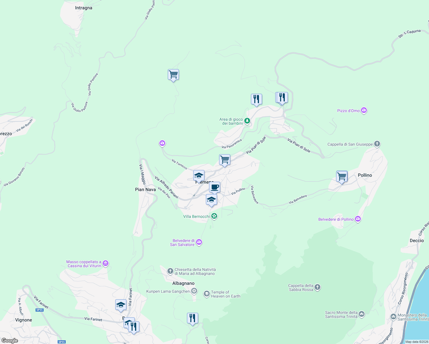 map of restaurants, bars, coffee shops, grocery stores, and more near 3 Via Madonnina in Premeno