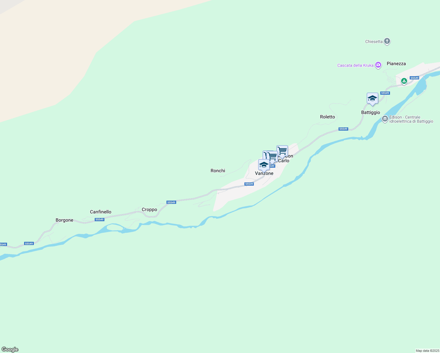 map of restaurants, bars, coffee shops, grocery stores, and more near in Ronchi