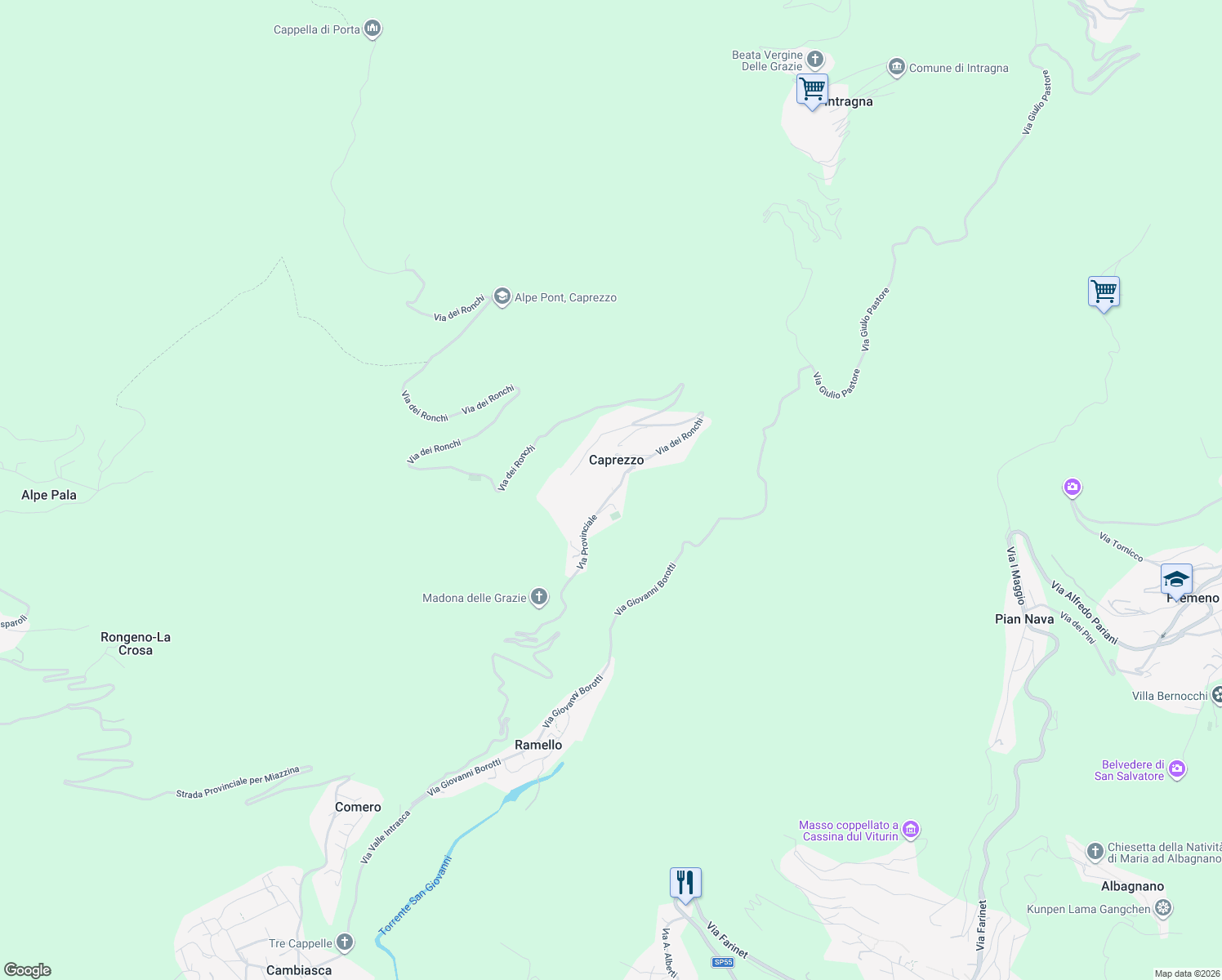 map of restaurants, bars, coffee shops, grocery stores, and more near 1 Via Umberto I in Caprezzo